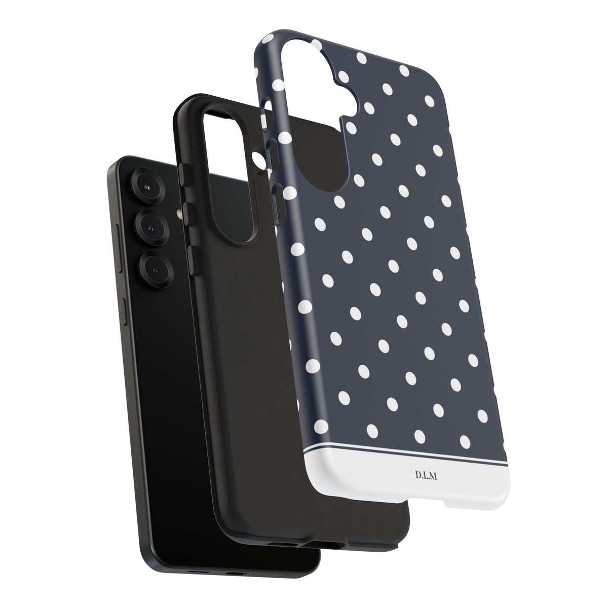 Navy Pearl Personalised Polka Dot Case