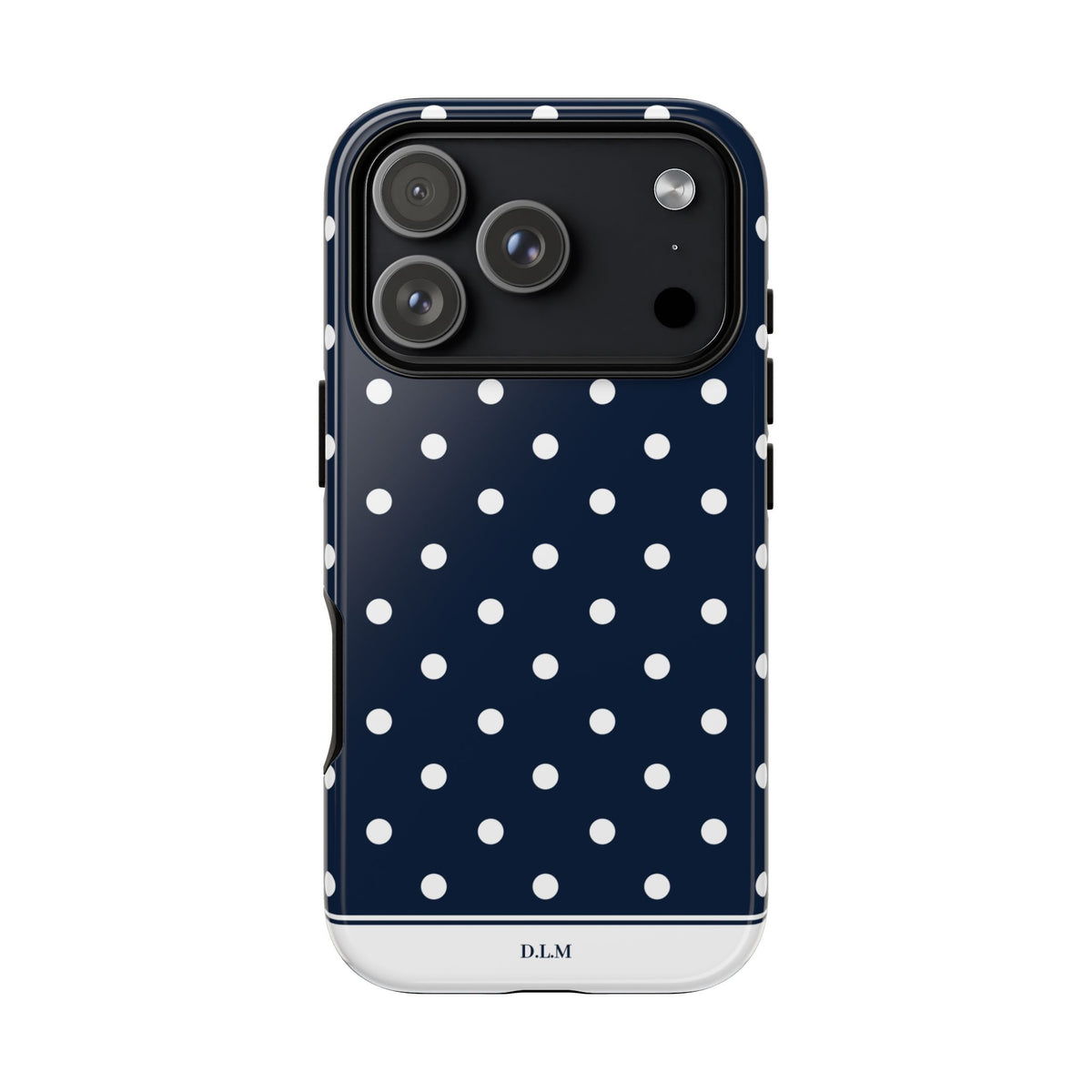Navy Pearl Personalised Polka Dot Case