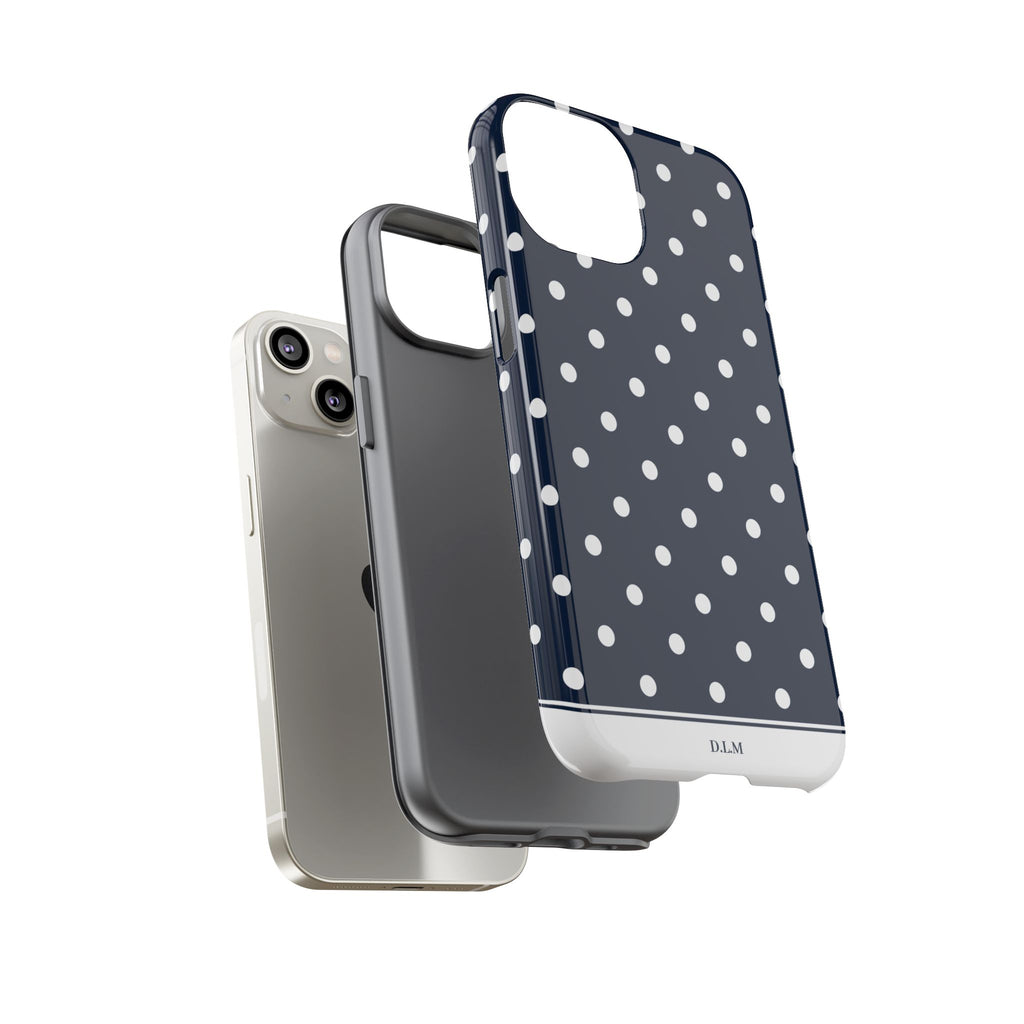Navy Pearl Personalised Polka Dot Case