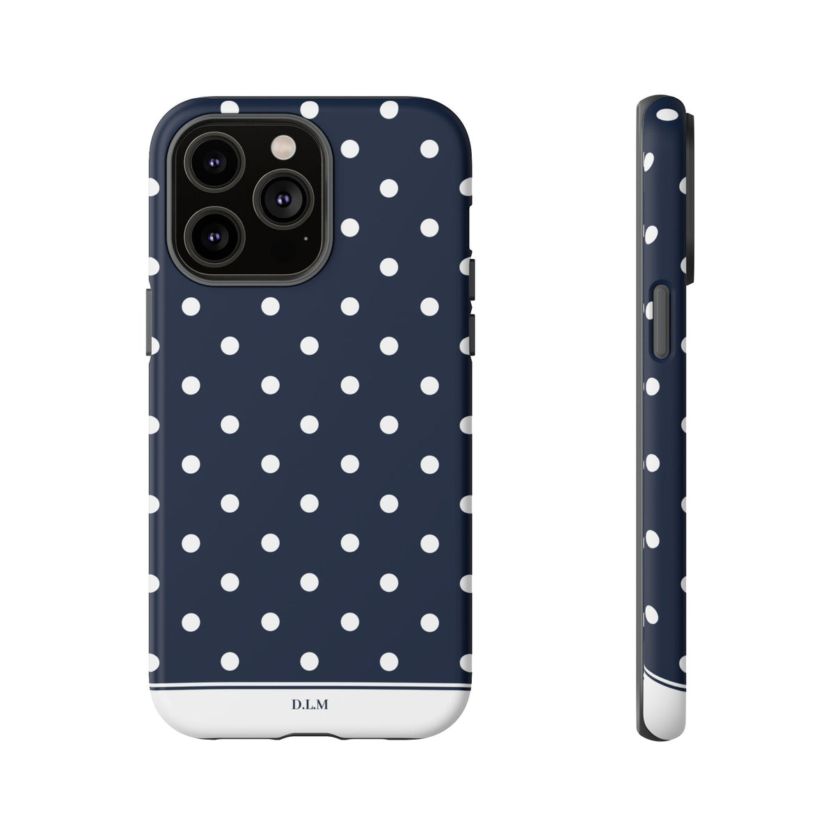 Navy Pearl Personalised Polka Dot Case