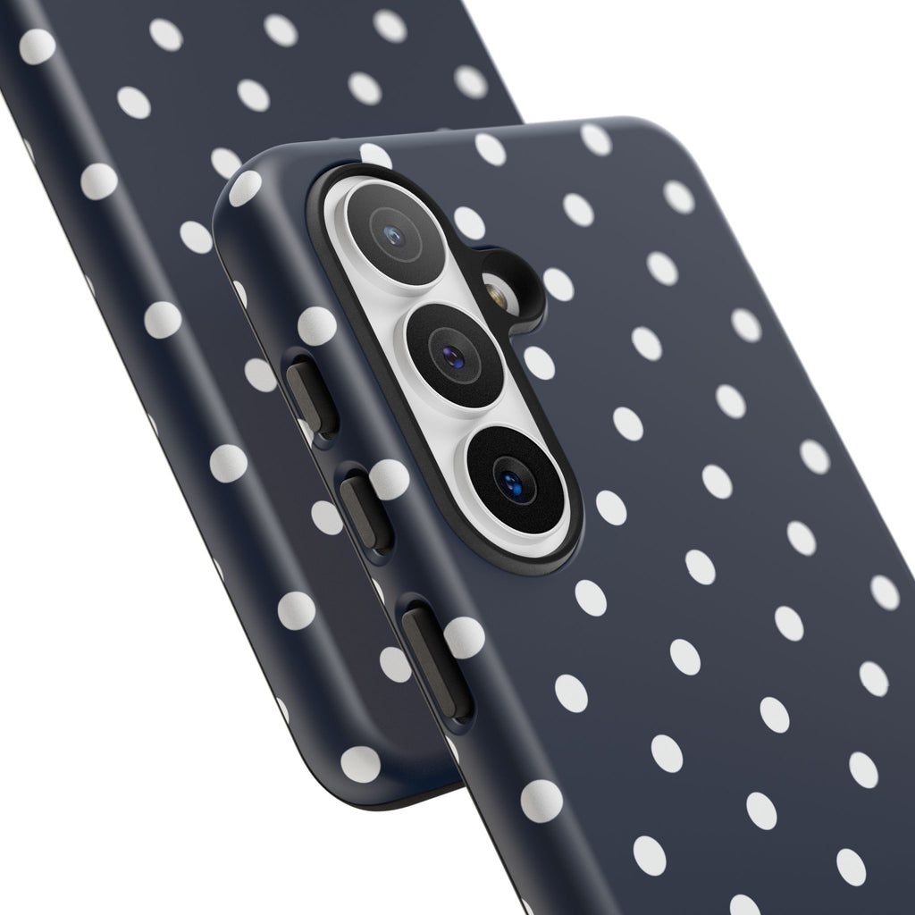 Navy Pearl Personalised Polka Dot Case