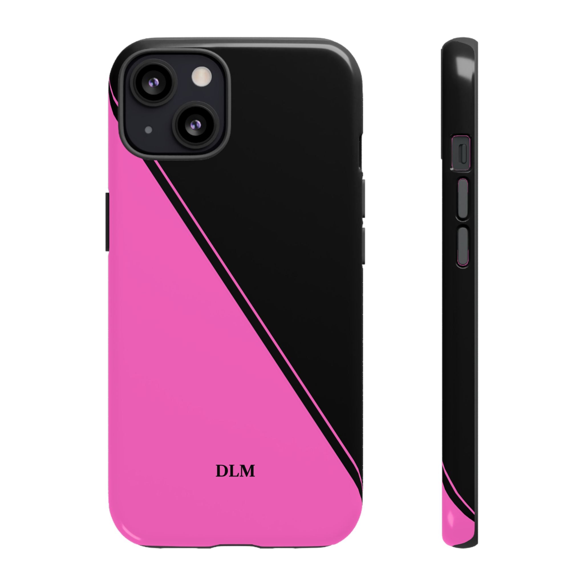 Pink/Black Two Tone Custom Initials Case