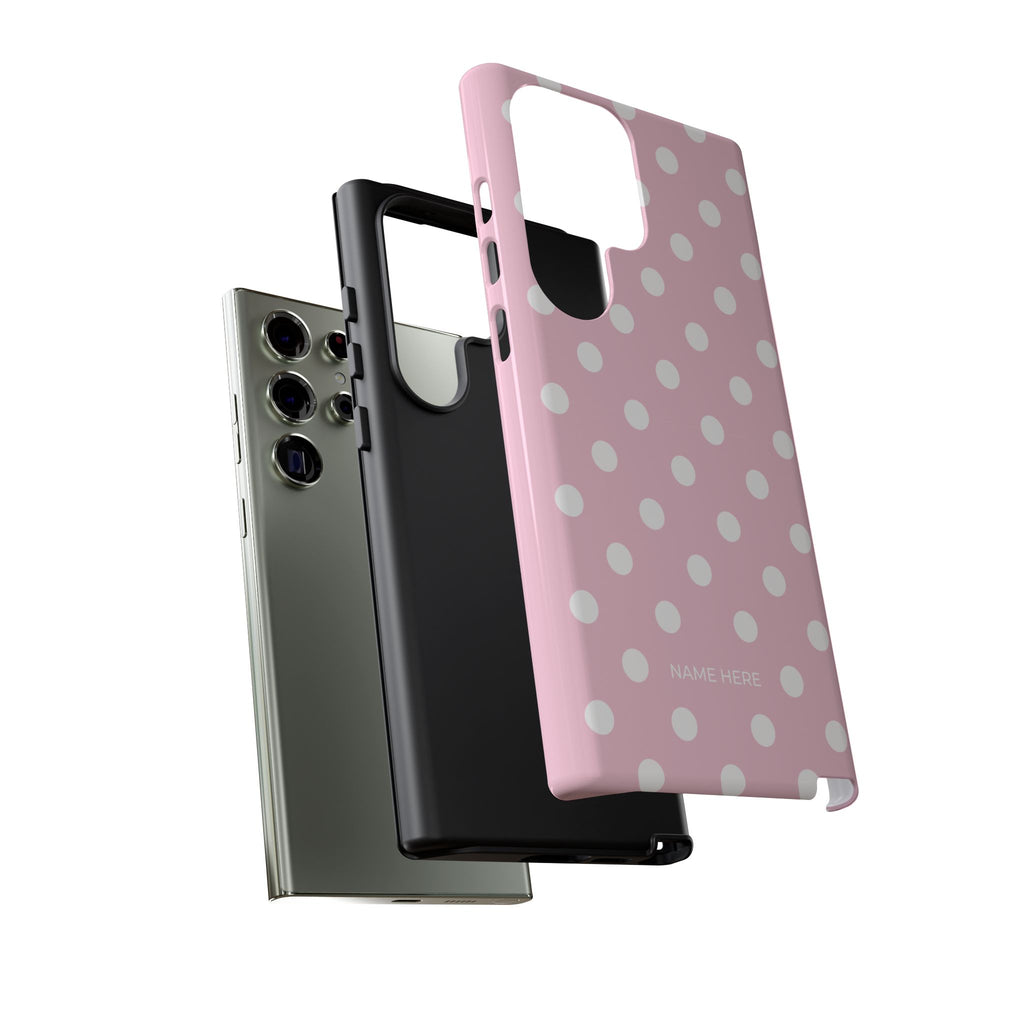 Pink & White PolkaDot Customisable Name Case