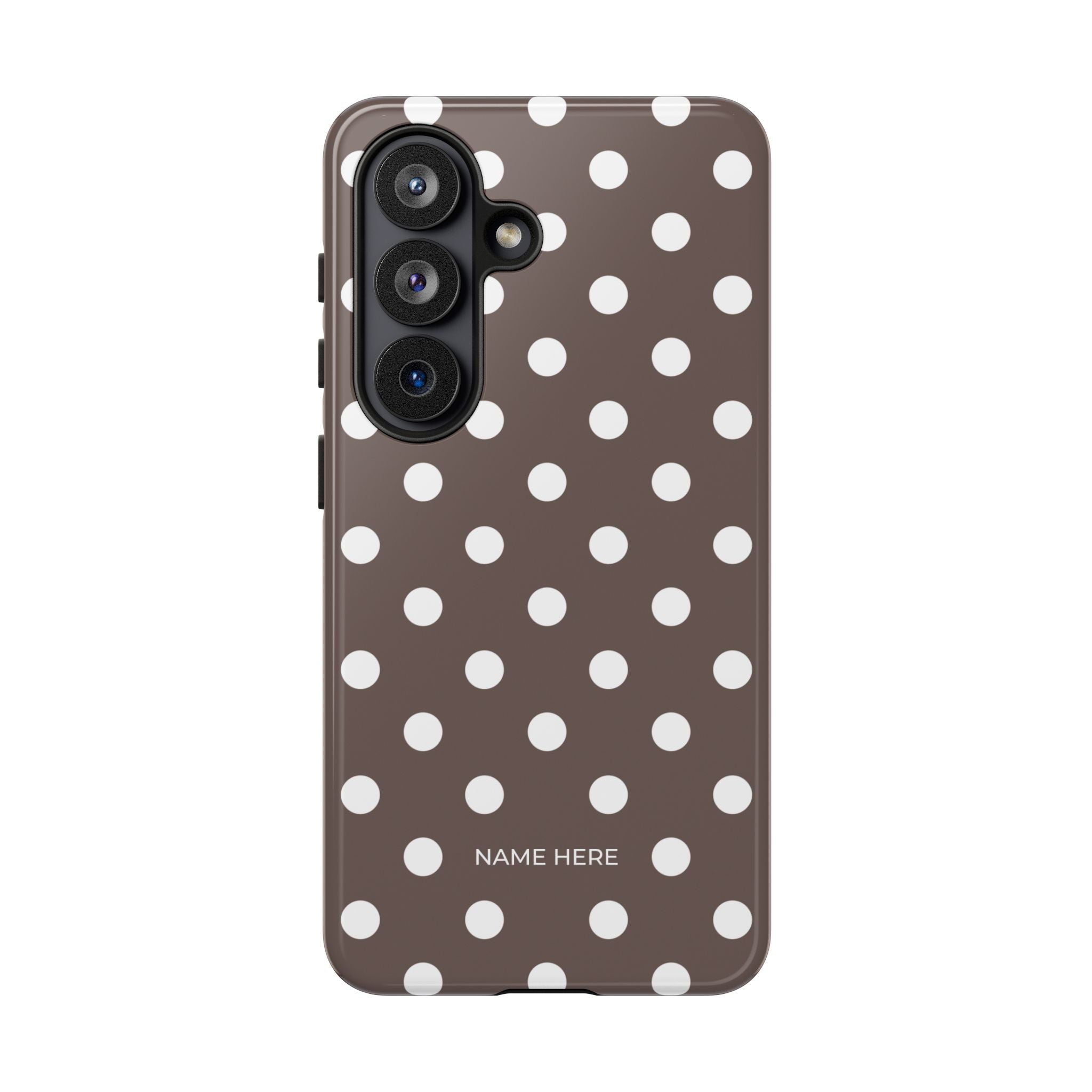 Brown & White PolkaDot Customisable Case