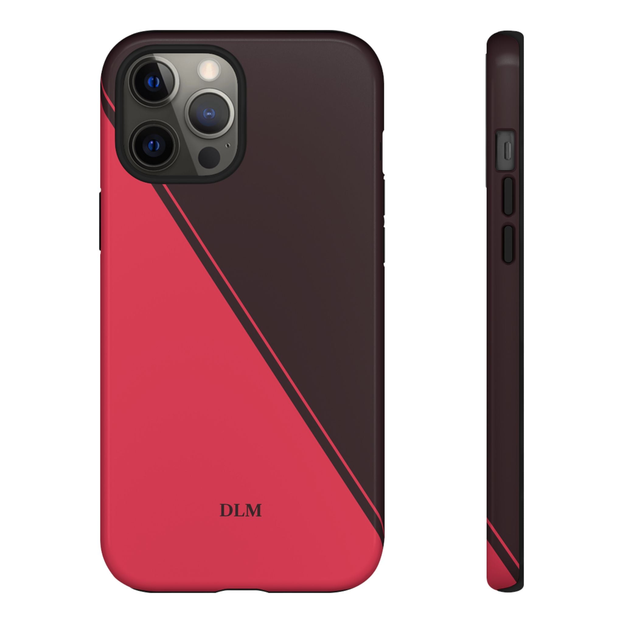 Red/Brown Two Tone Custom Initials Case
