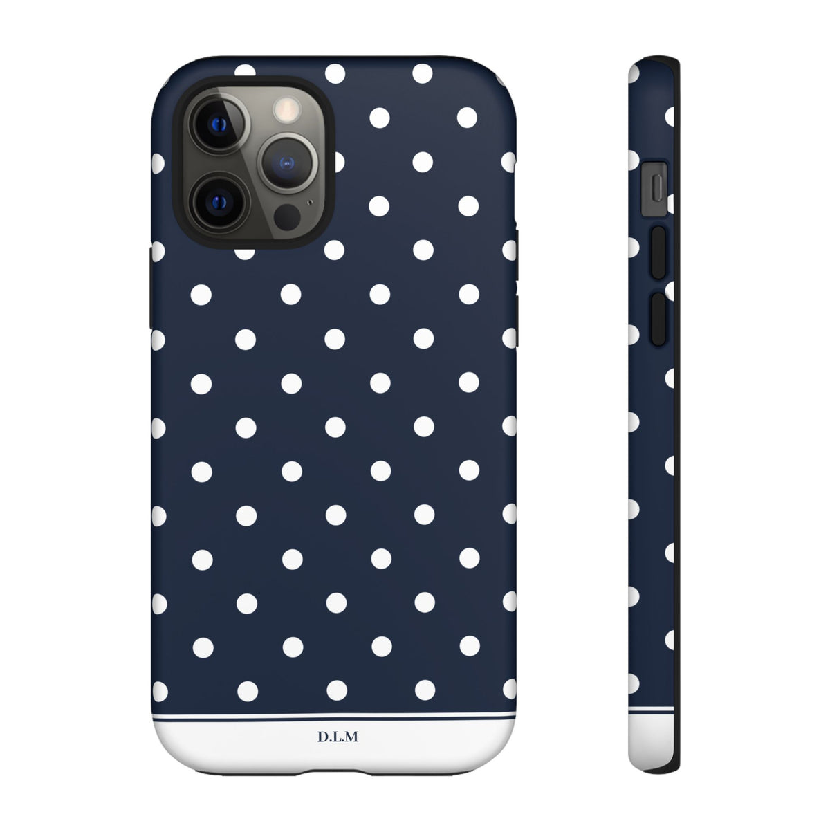 Navy Pearl Personalised Polka Dot Case