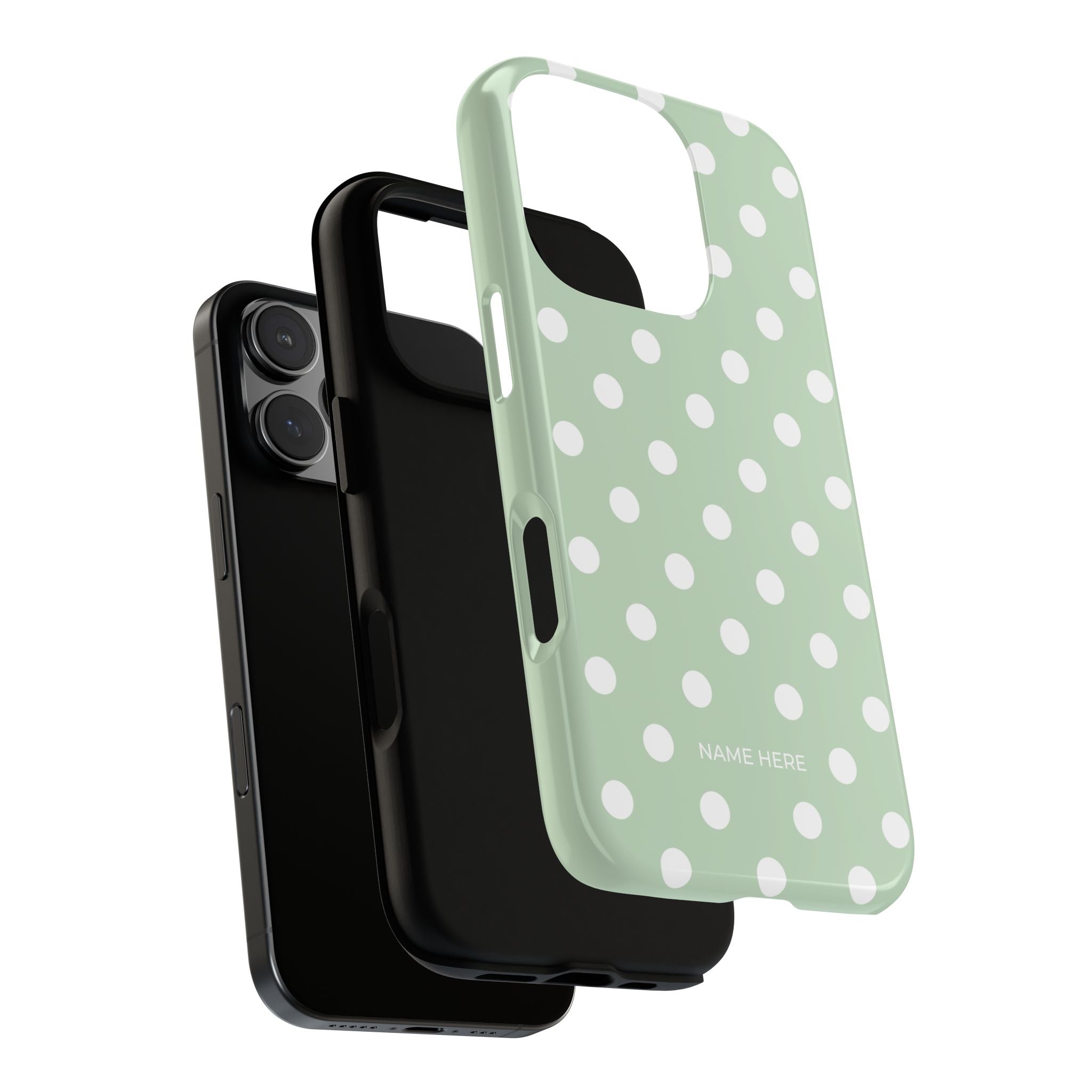 Green & White Polka Dot Customisable Case
