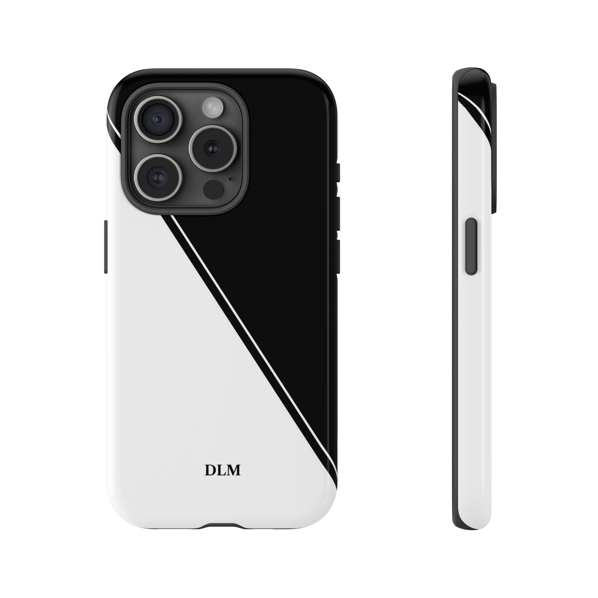 White/Black Two Tone Custom Initials Case
