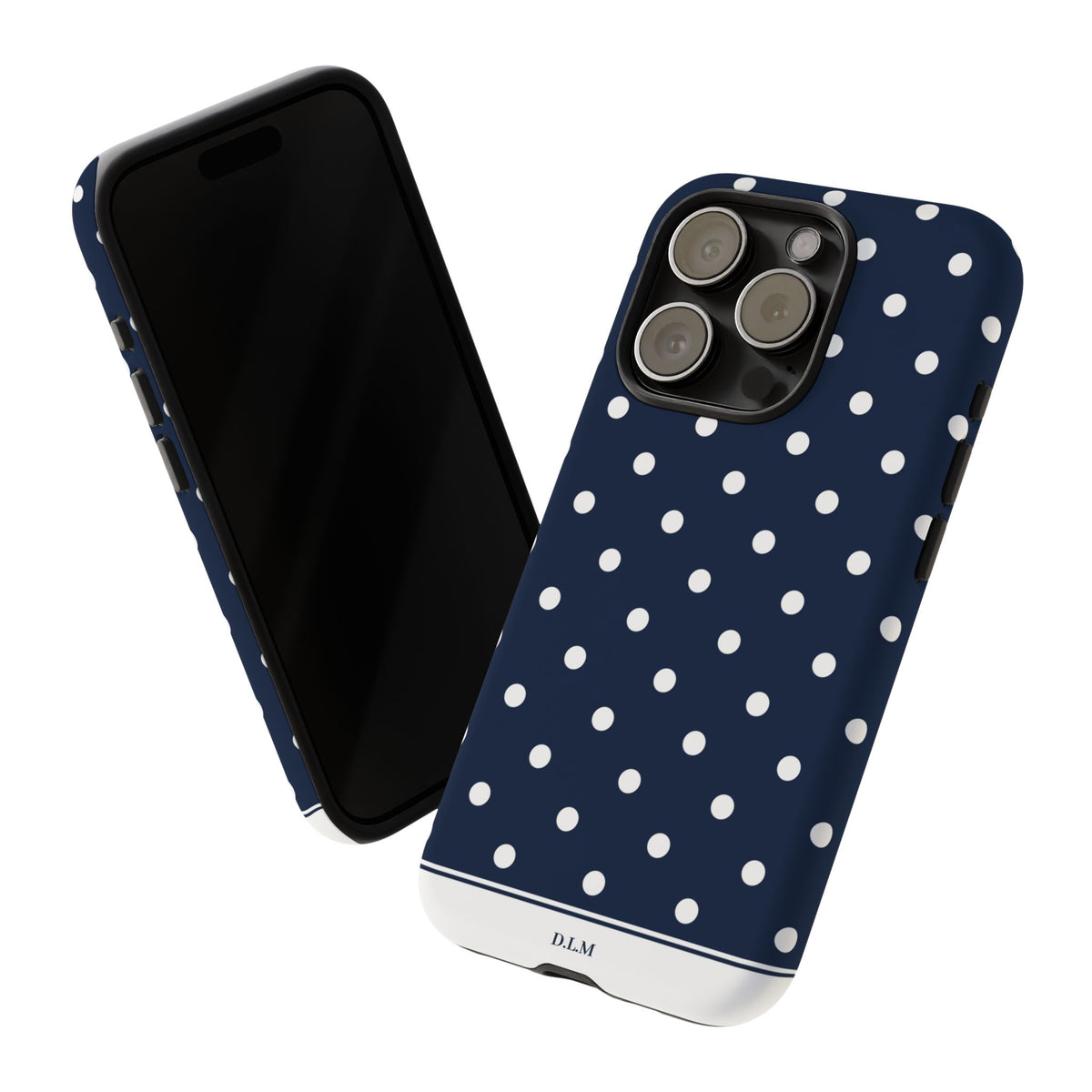 Navy Pearl Personalised Polka Dot Case