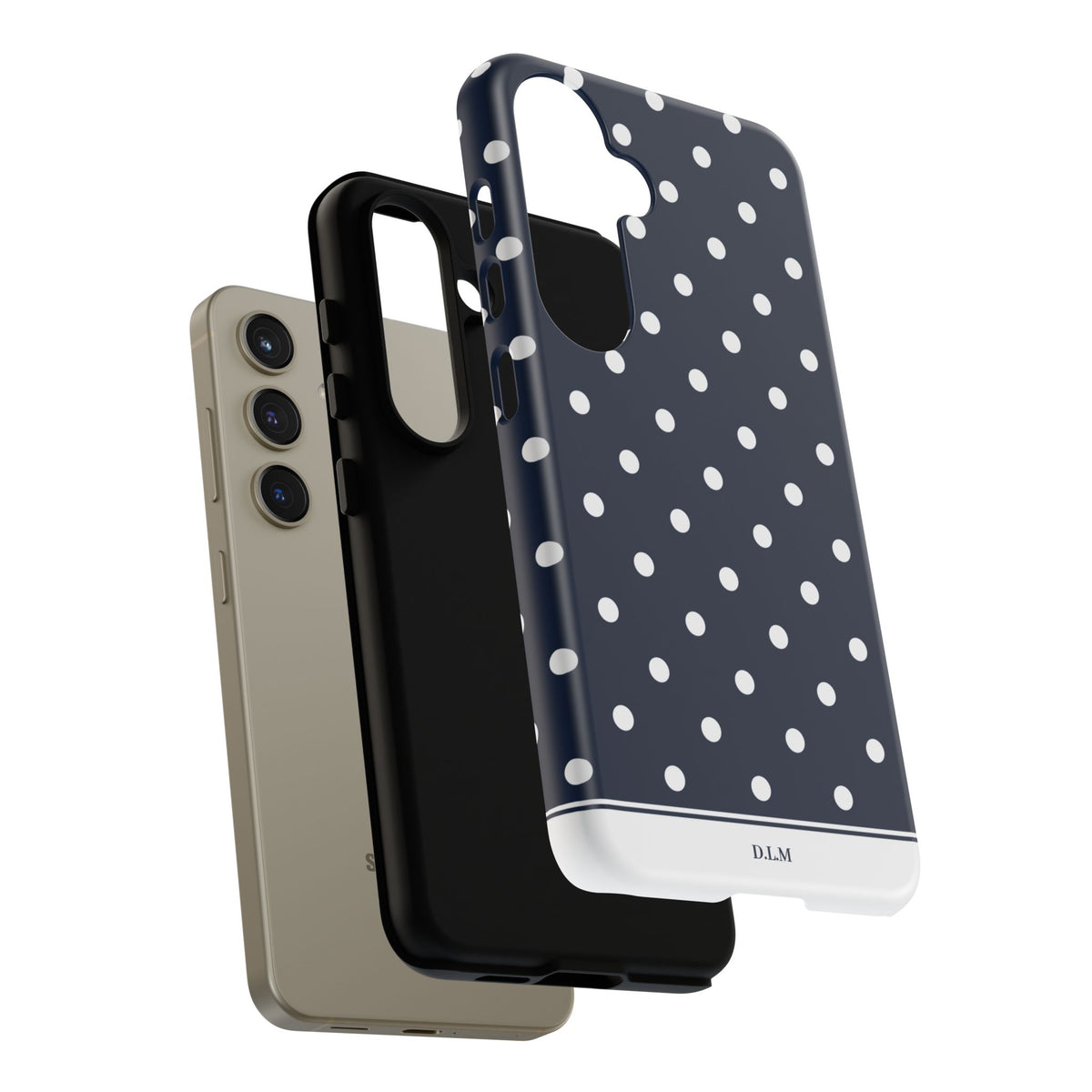 Navy Pearl Personalised Polka Dot Case
