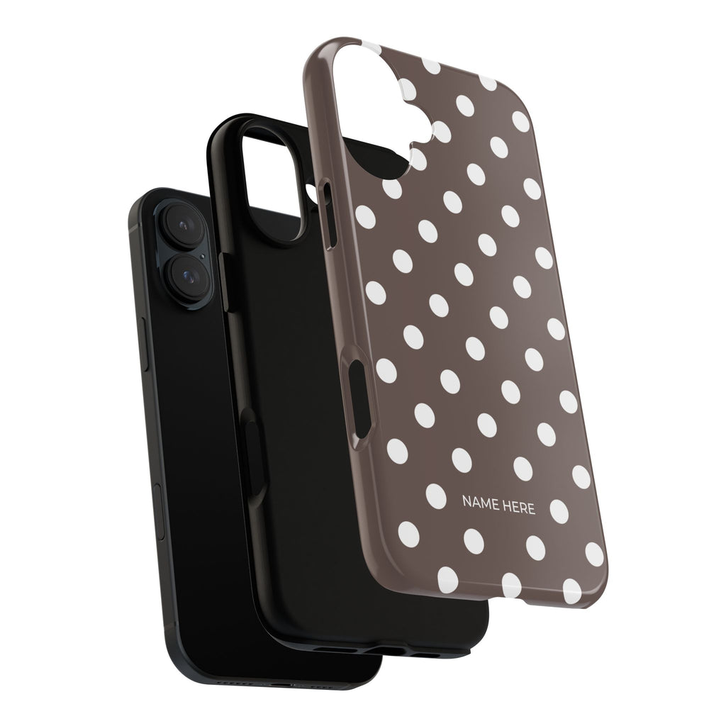 Brown & White PolkaDot Customisable Case