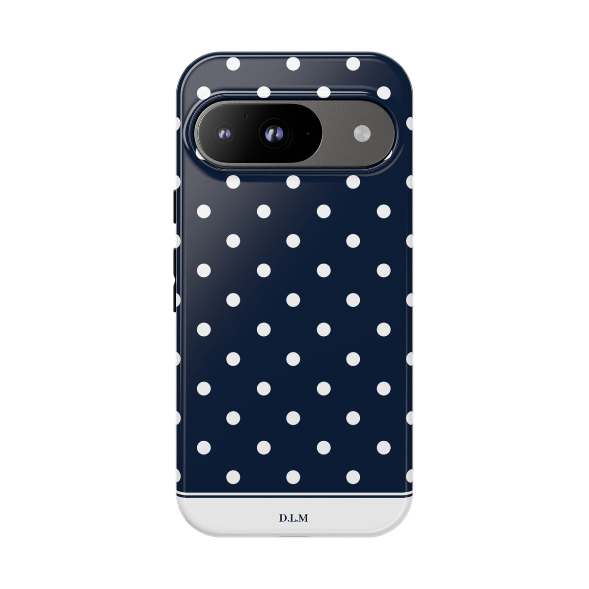 Navy Pearl Personalised Polka Dot Case