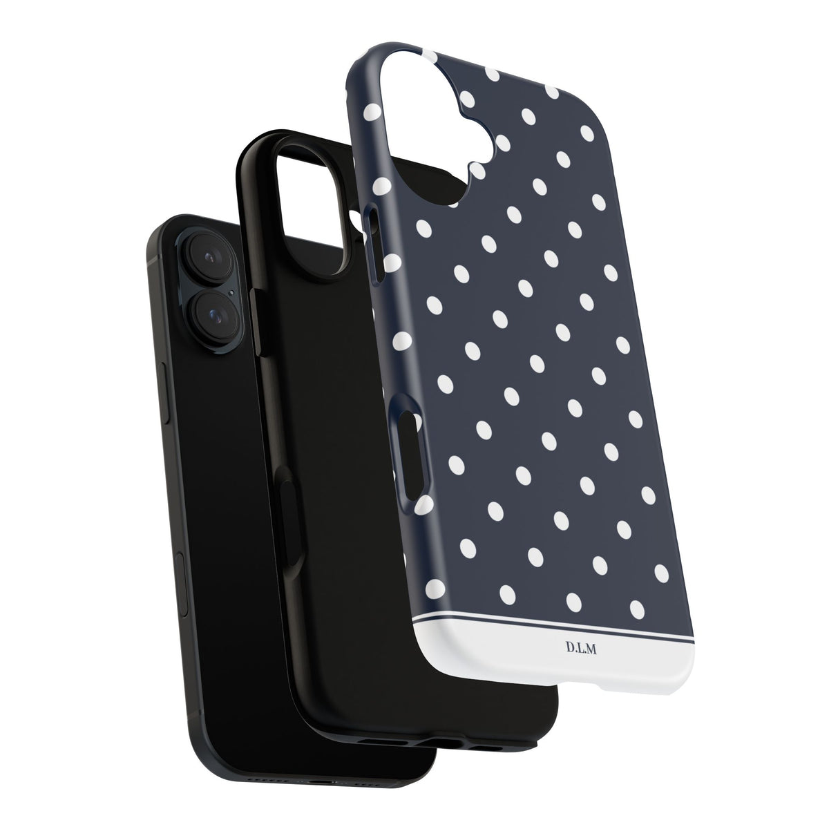 Navy Pearl Personalised Polka Dot Case