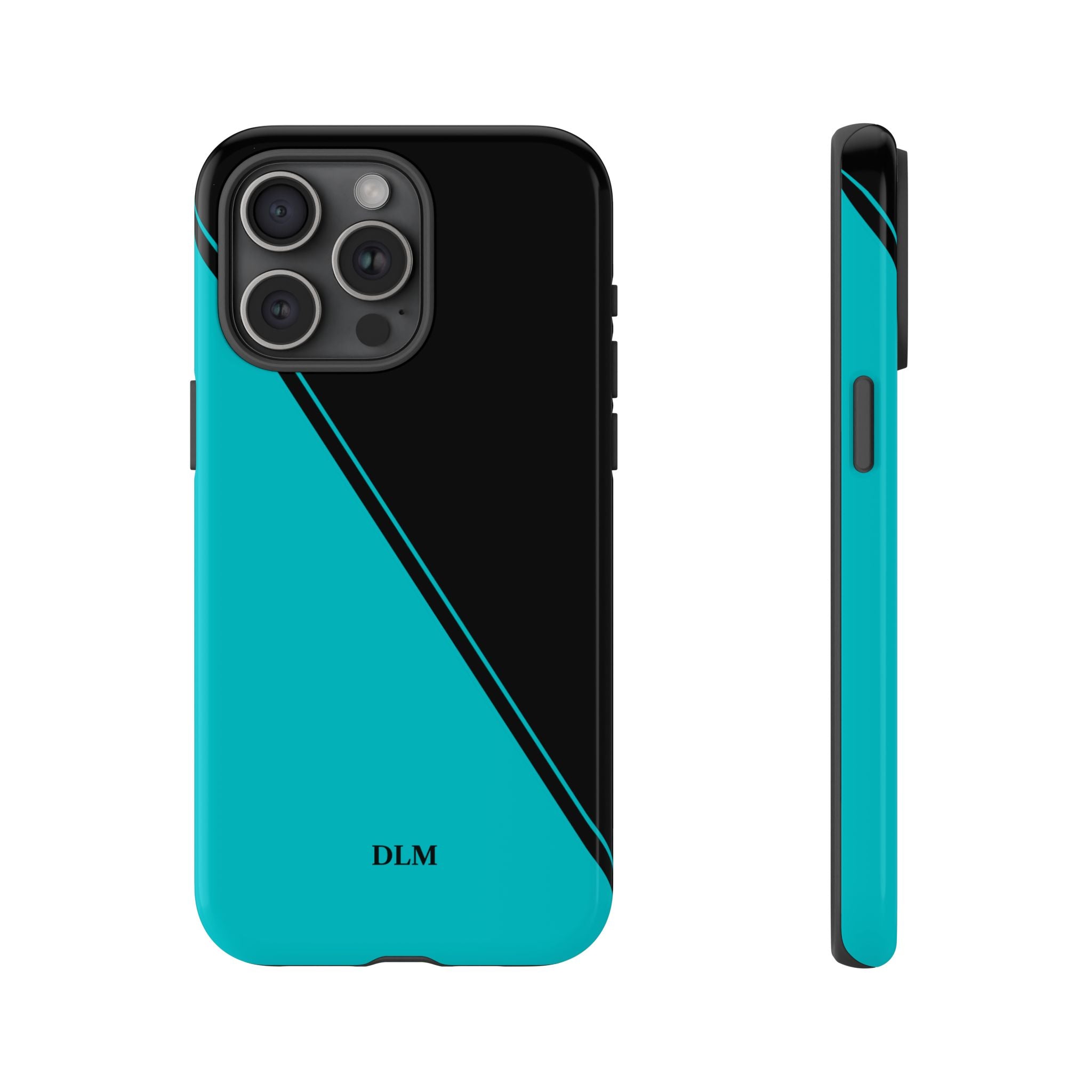 Tiffany/Black Two Tone Custom Initials Case