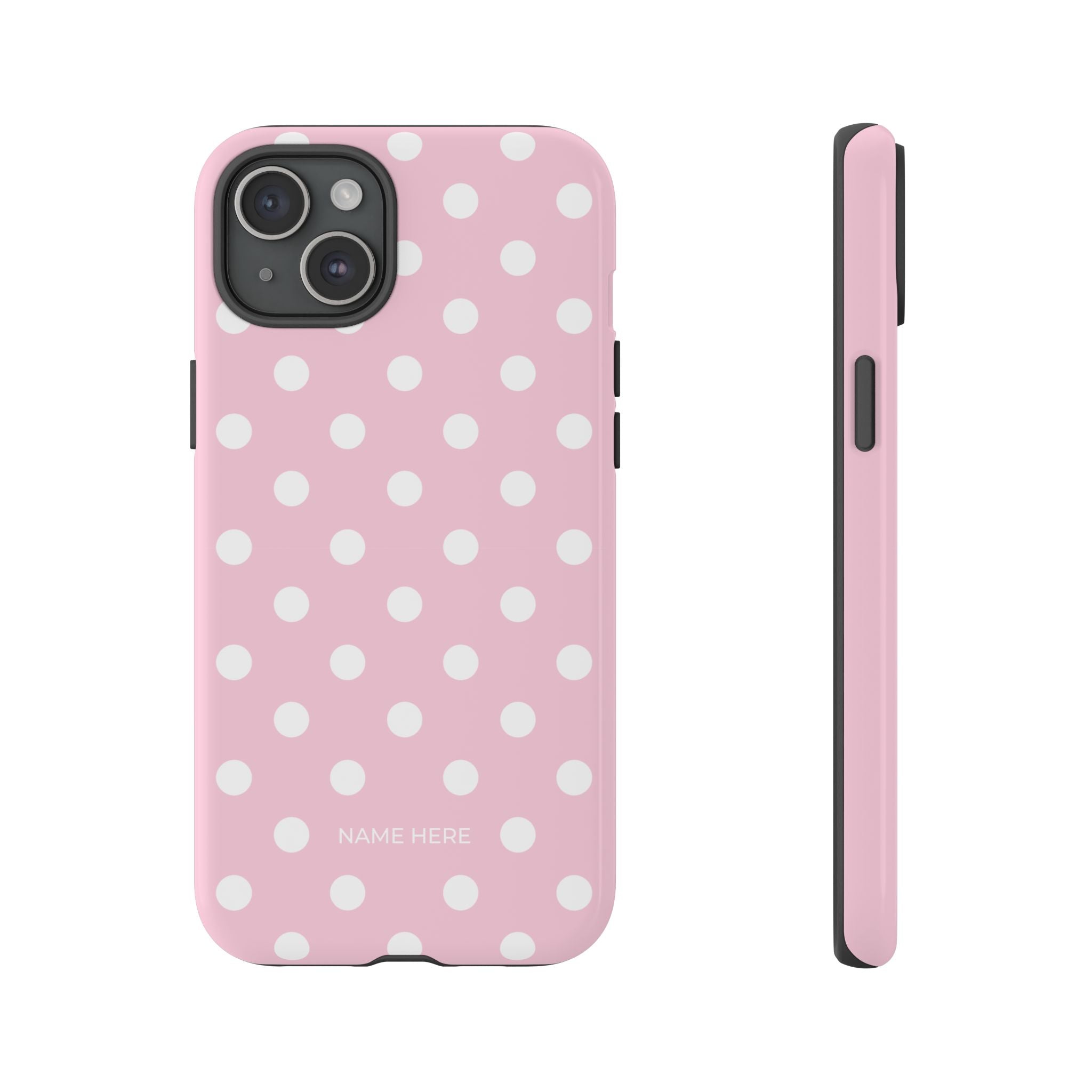Pink & White PolkaDot Customisable Name Case