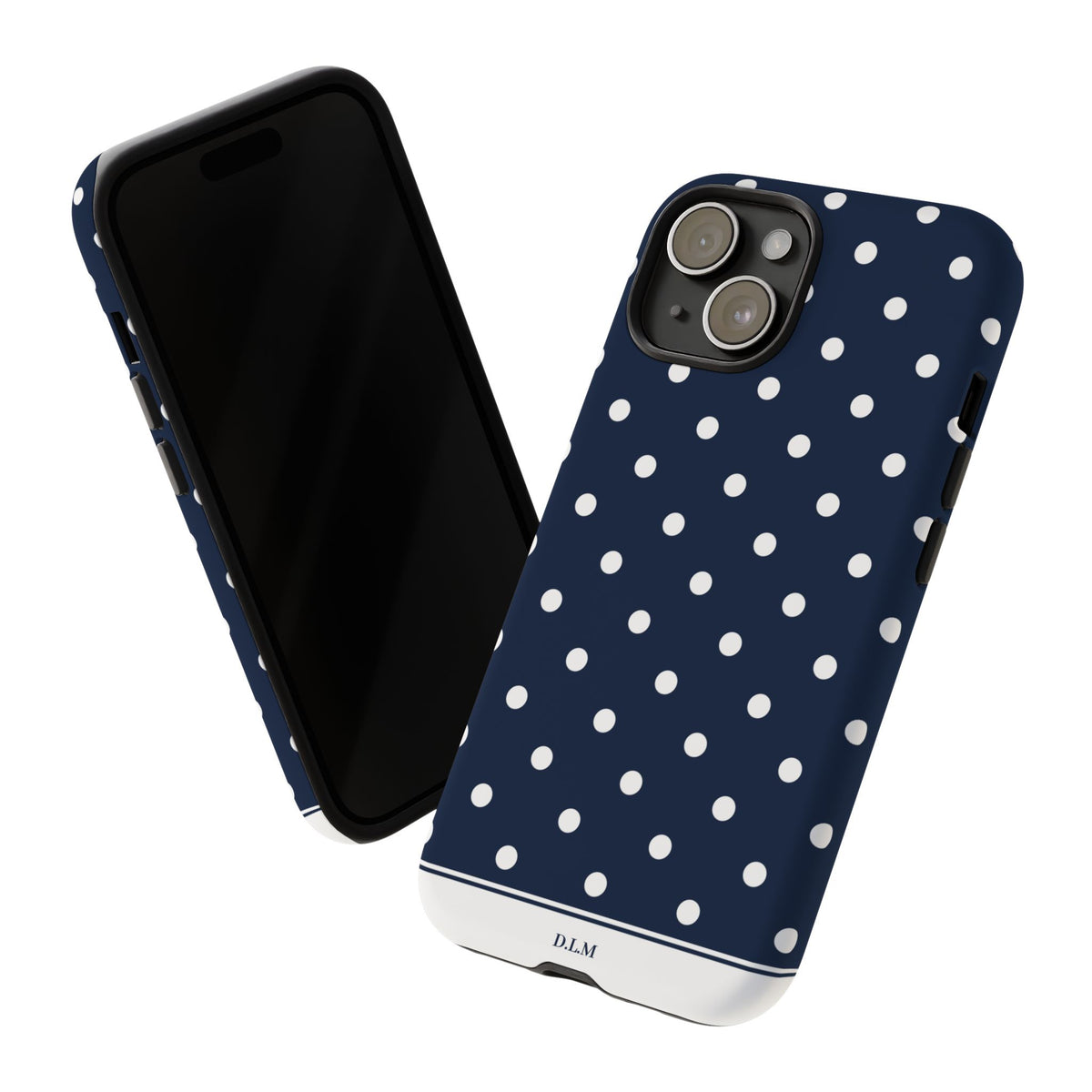 Navy Pearl Personalised Polka Dot Case