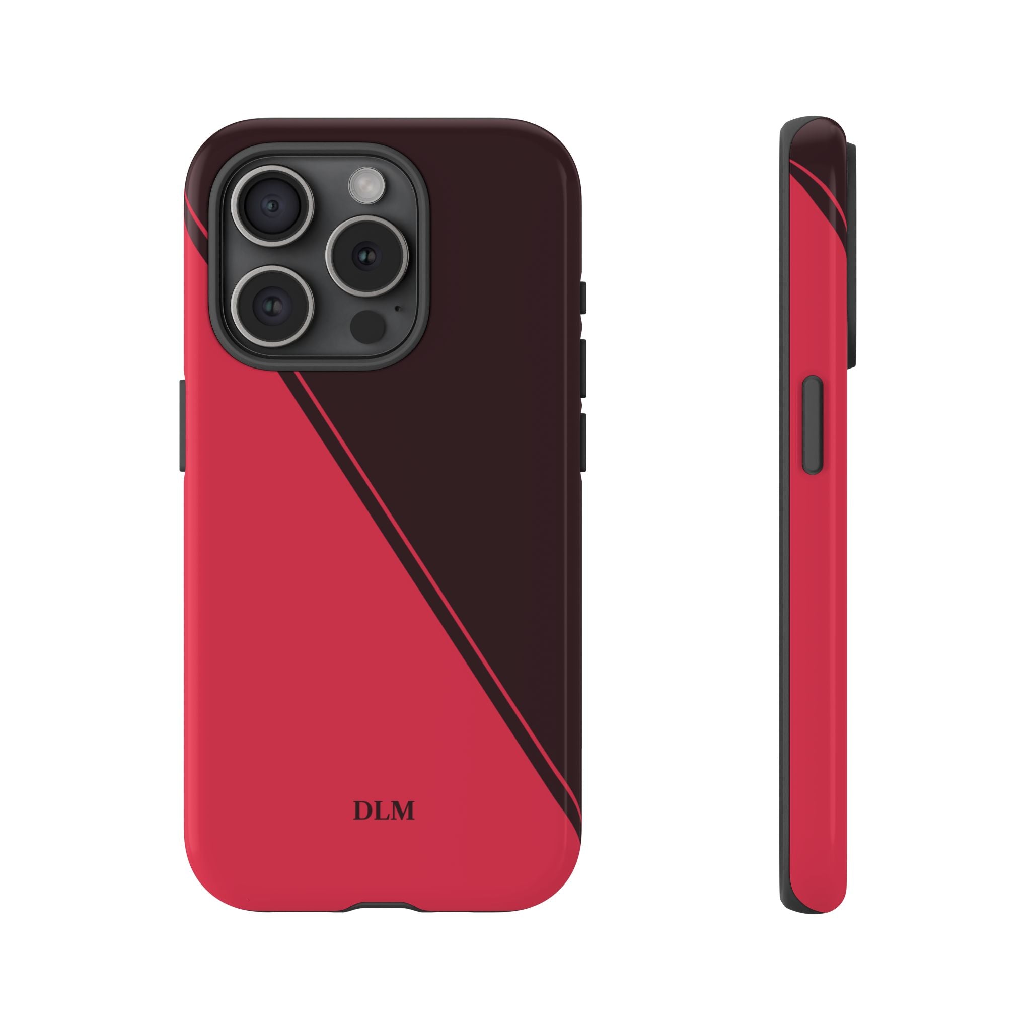 Red/Brown Two Tone Custom Initials Case