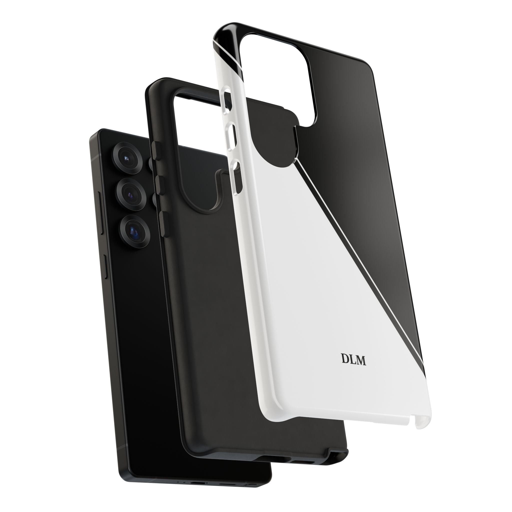 White/Black Two Tone Custom Initials Case