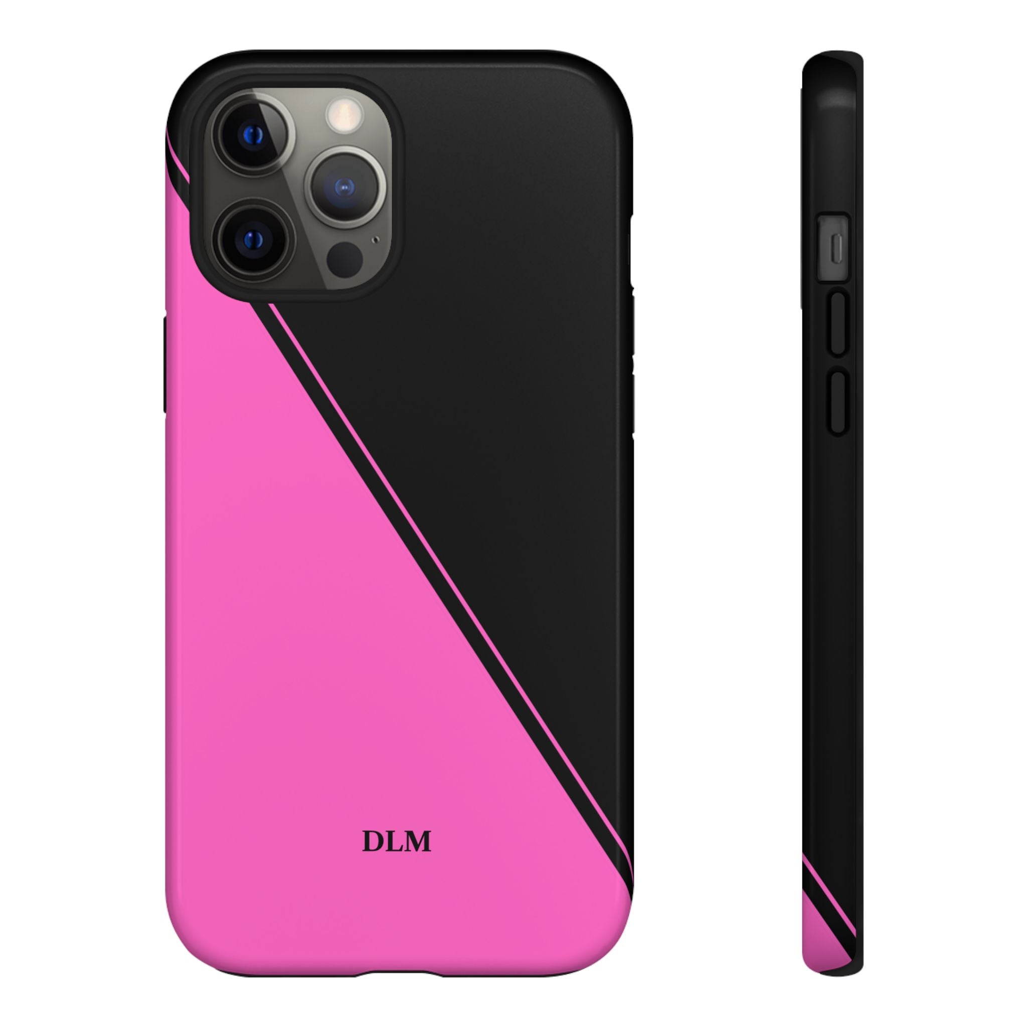 Pink/Black Two Tone Custom Initials Case