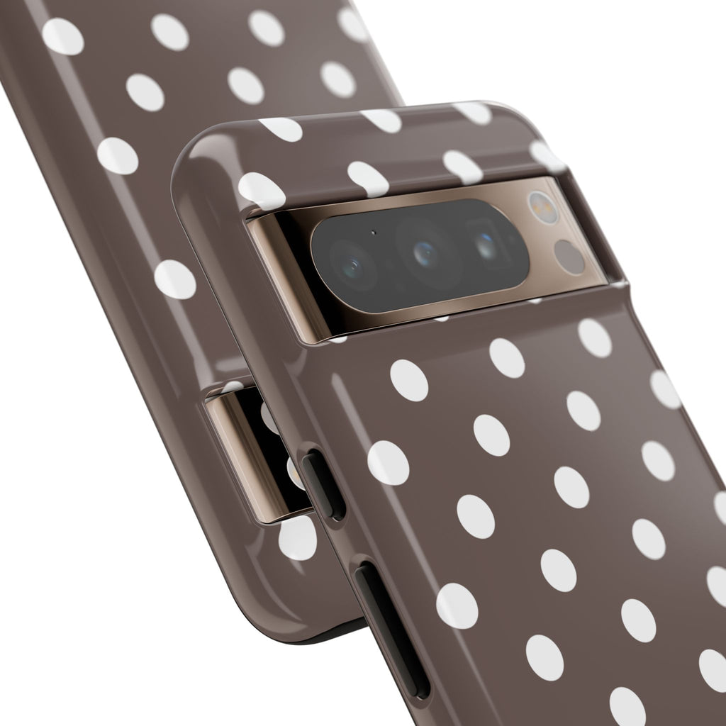 Brown & White PolkaDot Customisable Case