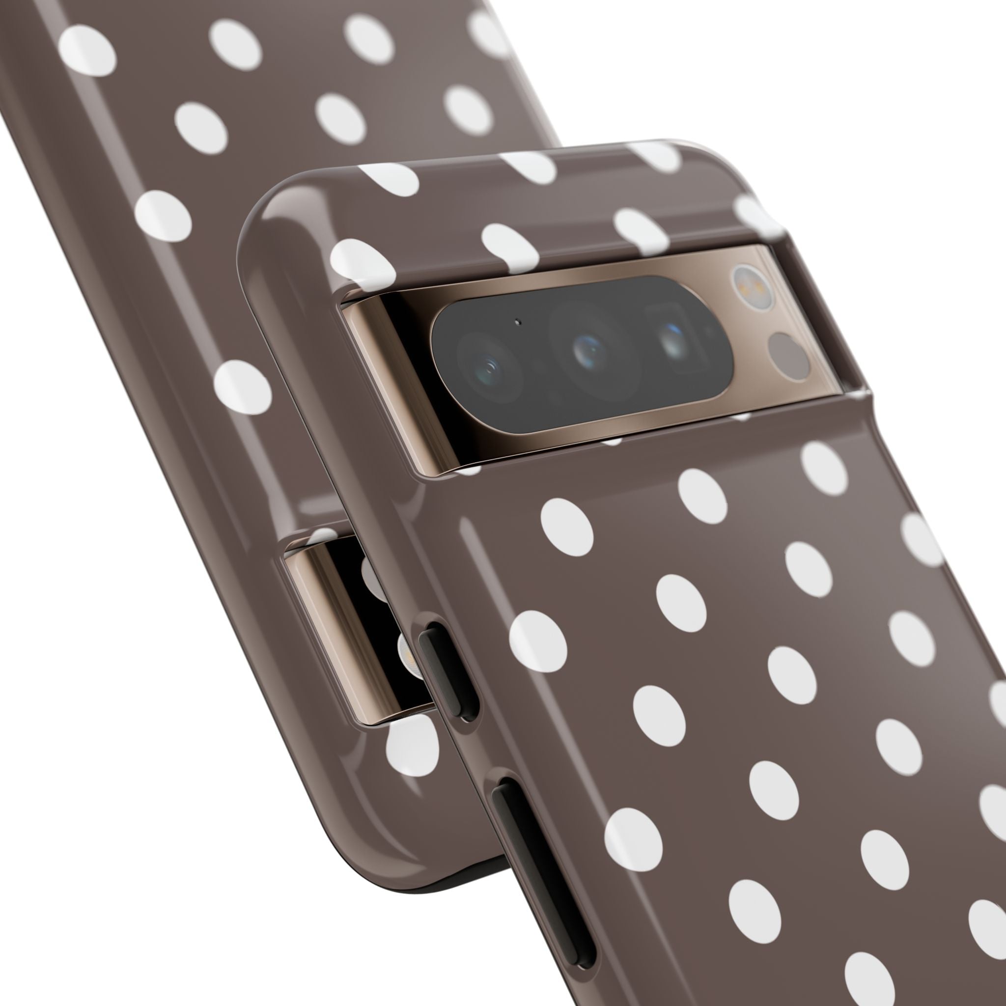 Brown & White PolkaDot Customisable Case