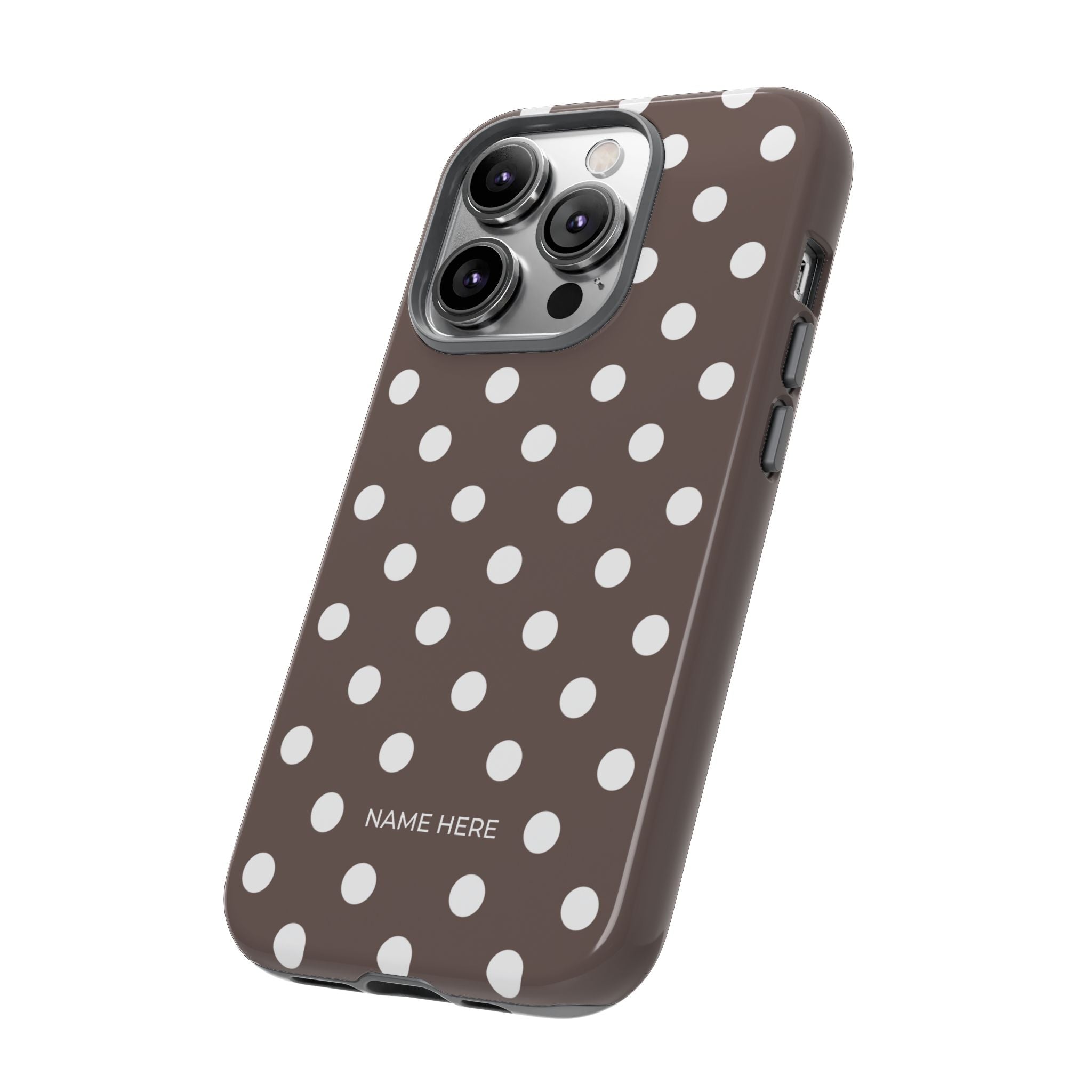 Brown & White PolkaDot Customisable Case