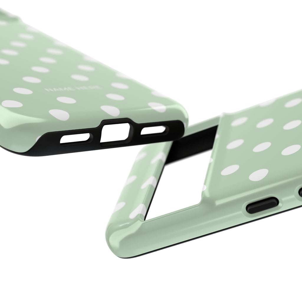 Green & White Polka Dot Customisable Case