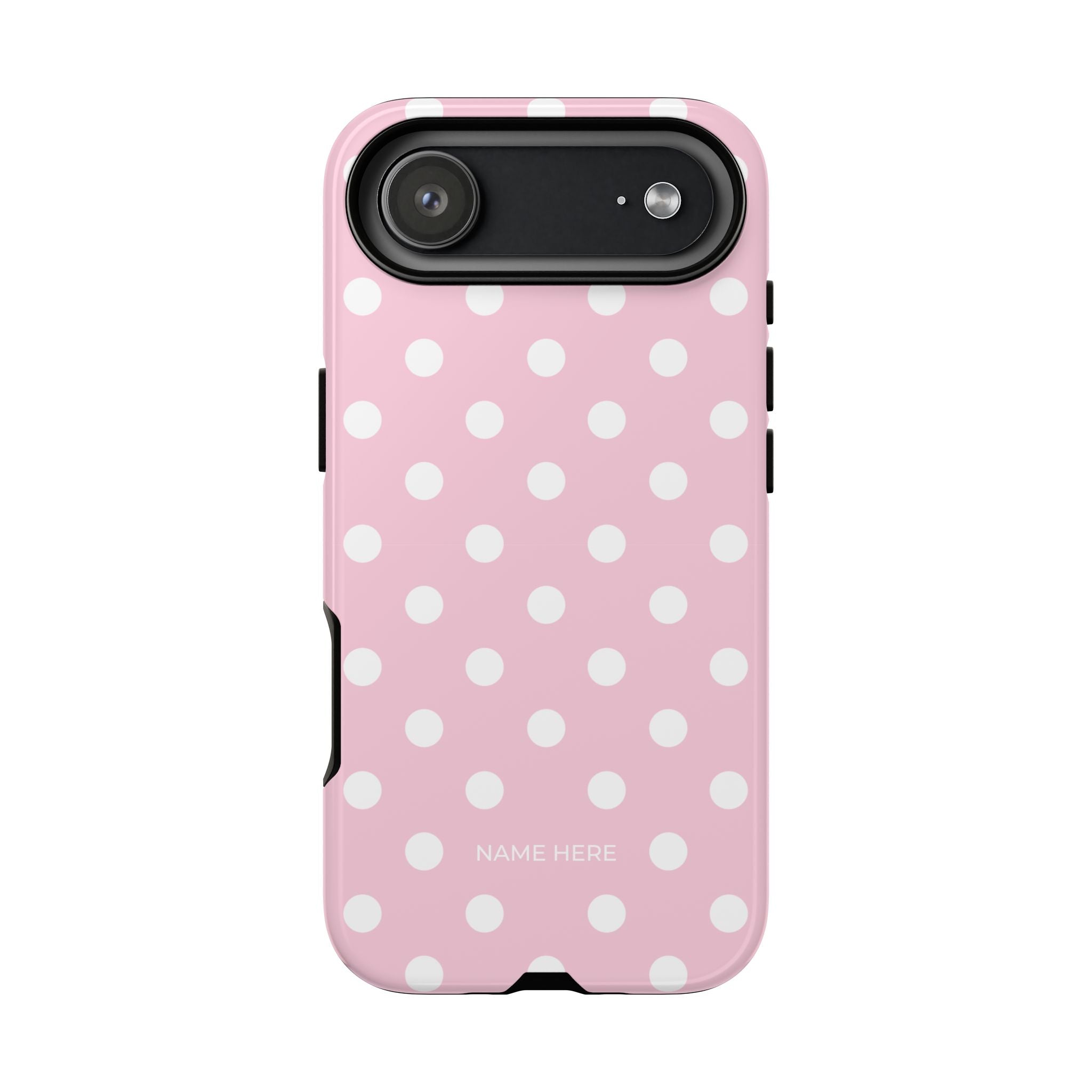 Pink & White PolkaDot Customisable Name Case