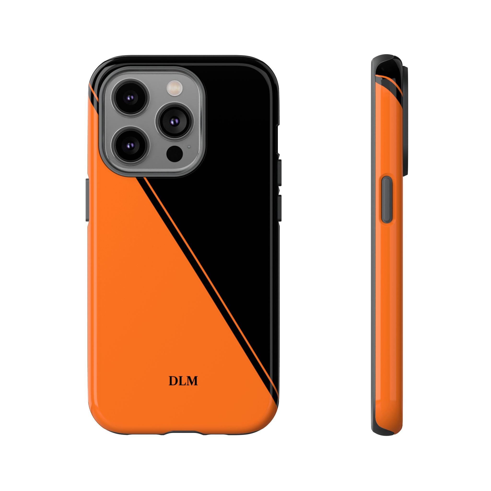 Orange/Black Two Tone Custom Initials Case