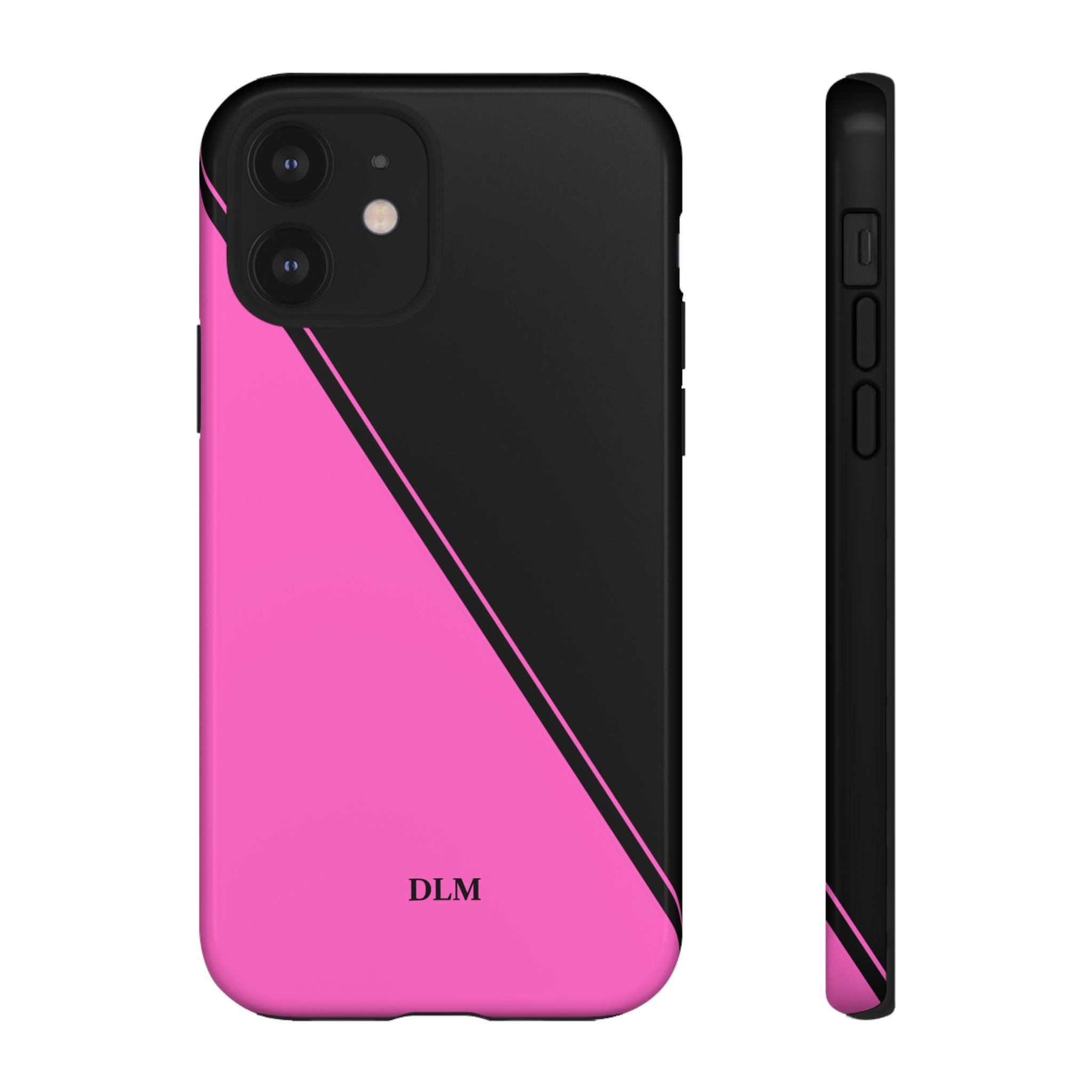 Pink/Black Two Tone Custom Initials Case