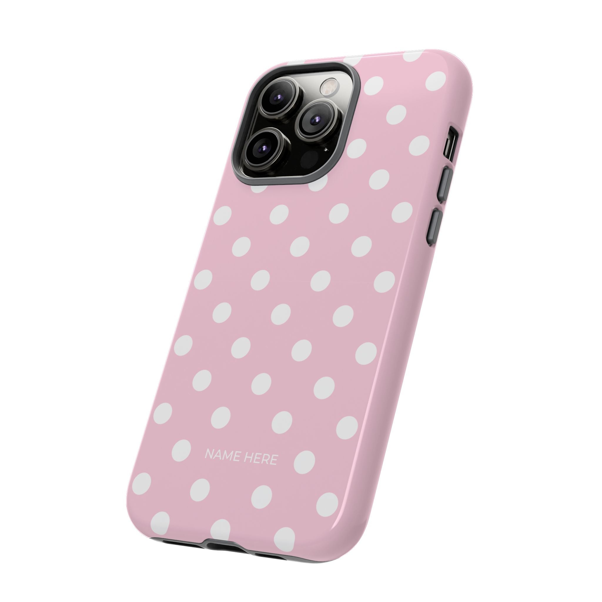 Pink & White PolkaDot Customisable Name Case