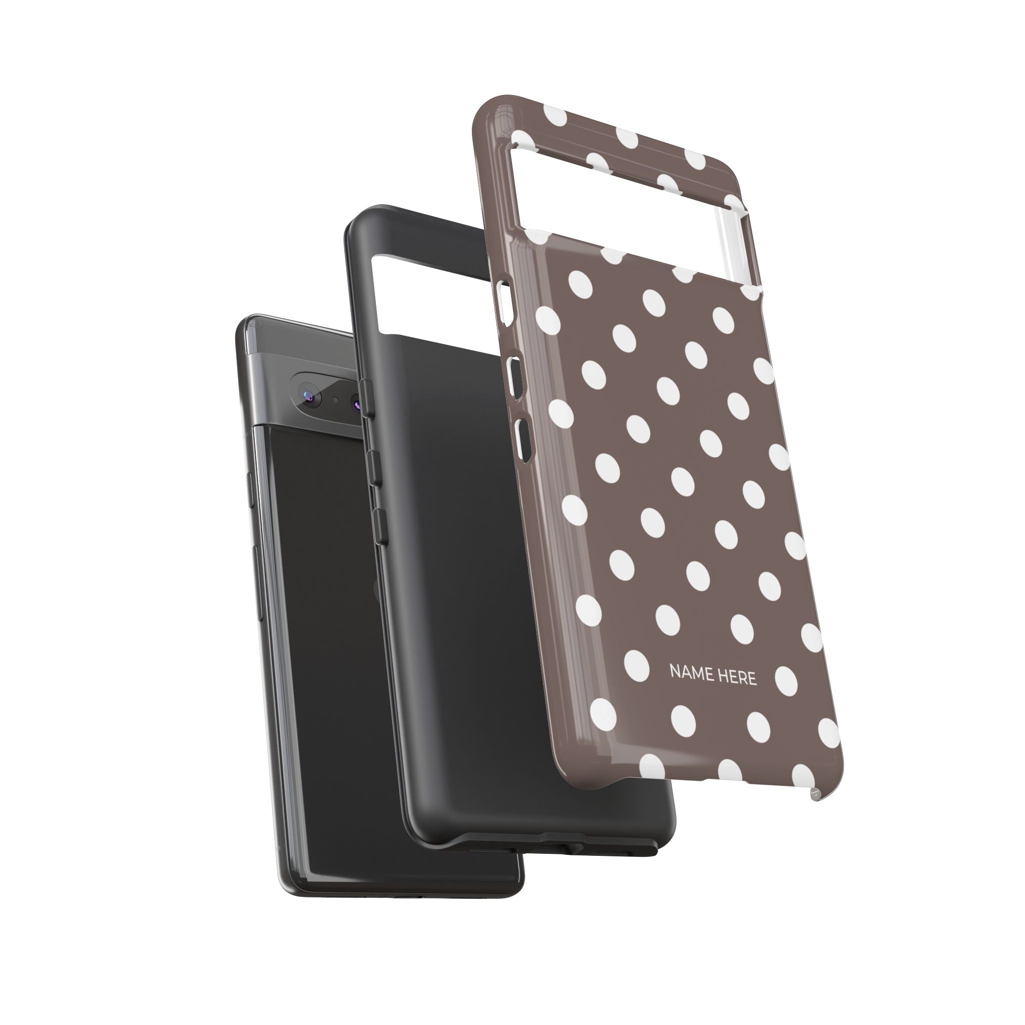 Brown & White PolkaDot Customisable Case