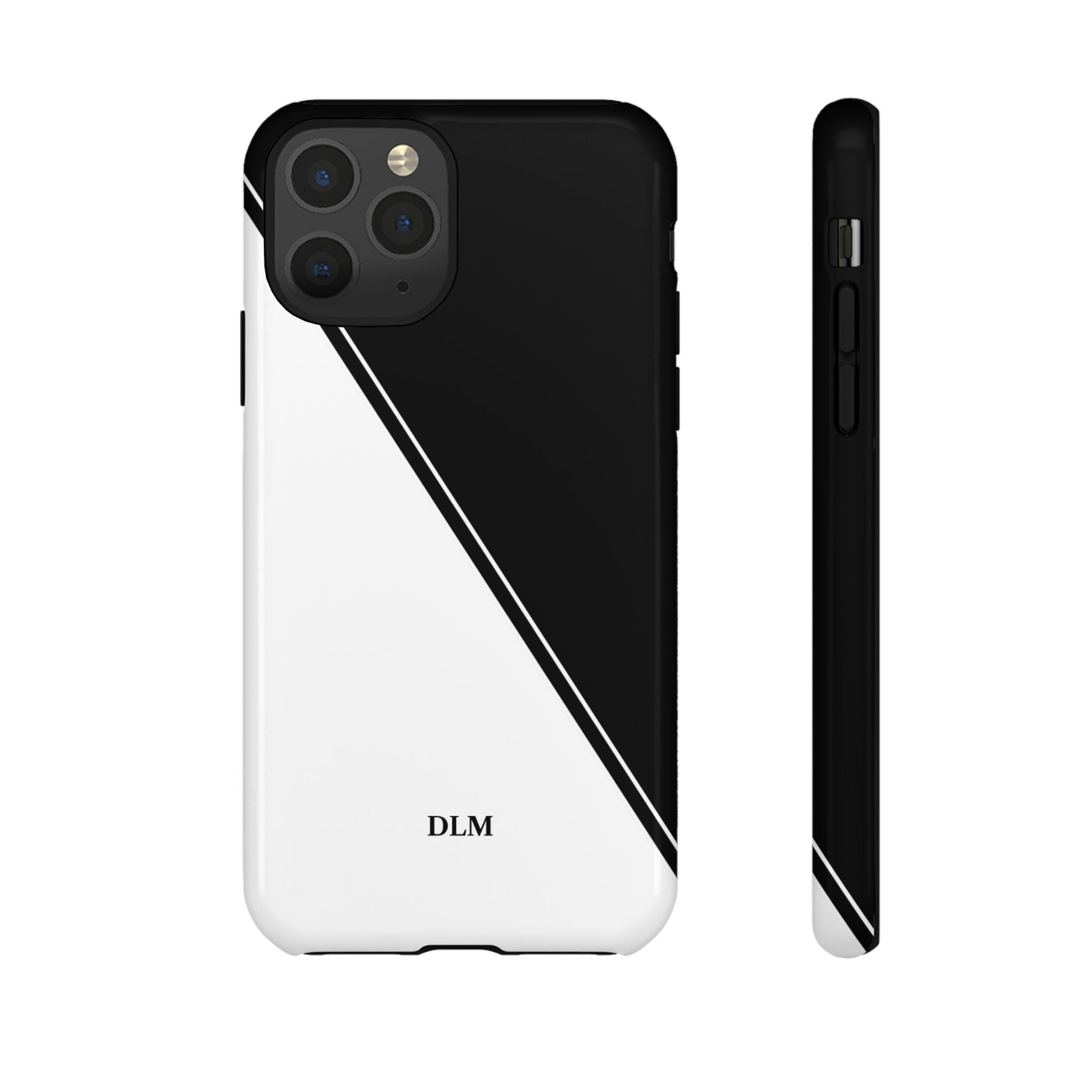 White/Black Two Tone Custom Initials Case