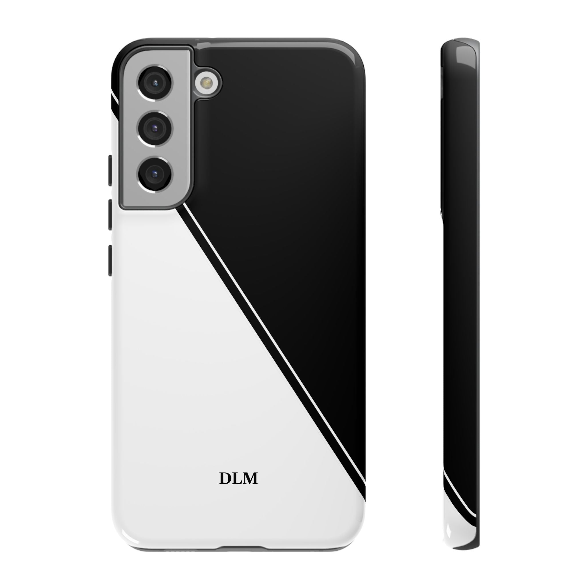 White/Black Two Tone Custom Initials Case