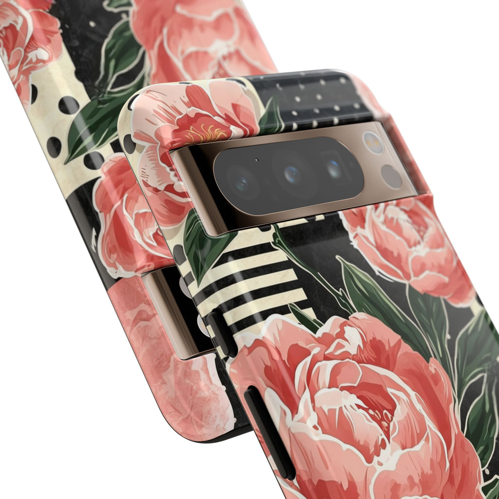 Pink Peony Stripes & Polka Dots