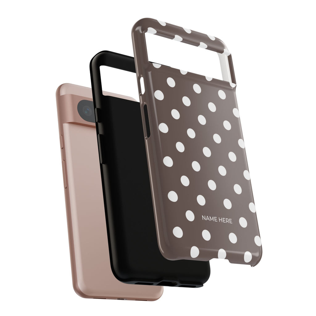 Brown & White PolkaDot Customisable Case