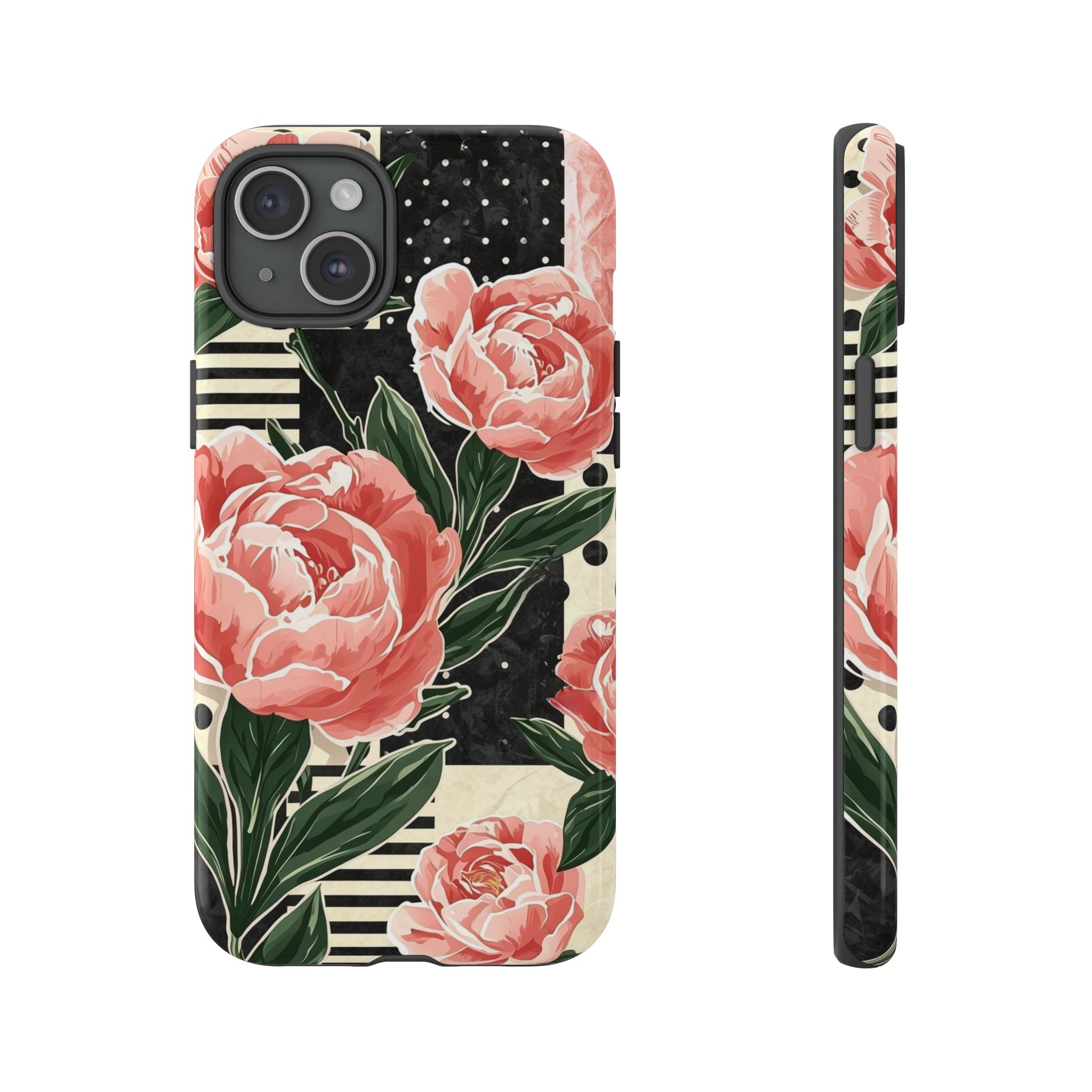 Pink Peony Stripes & Polka Dots