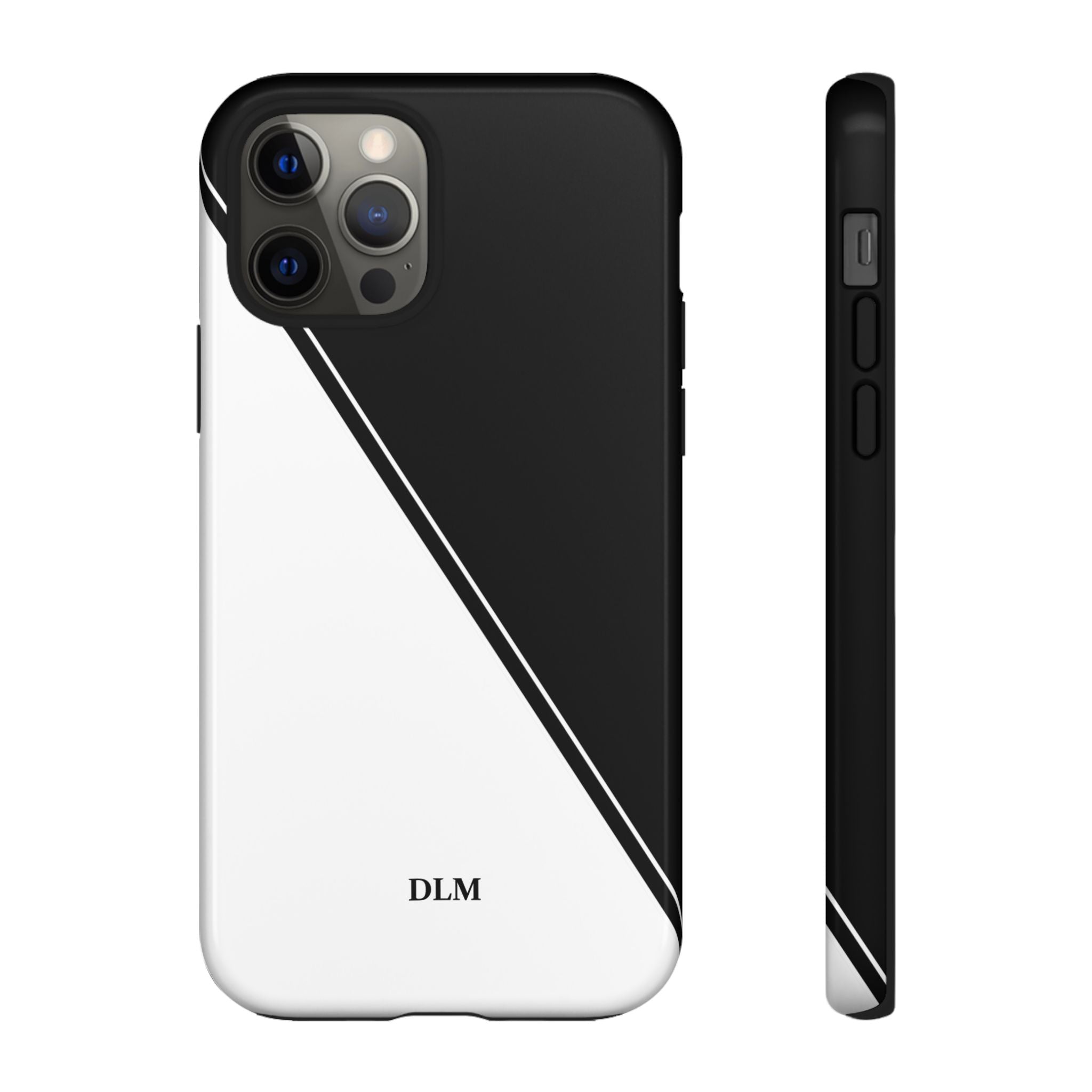 White/Black Two Tone Custom Initials Case