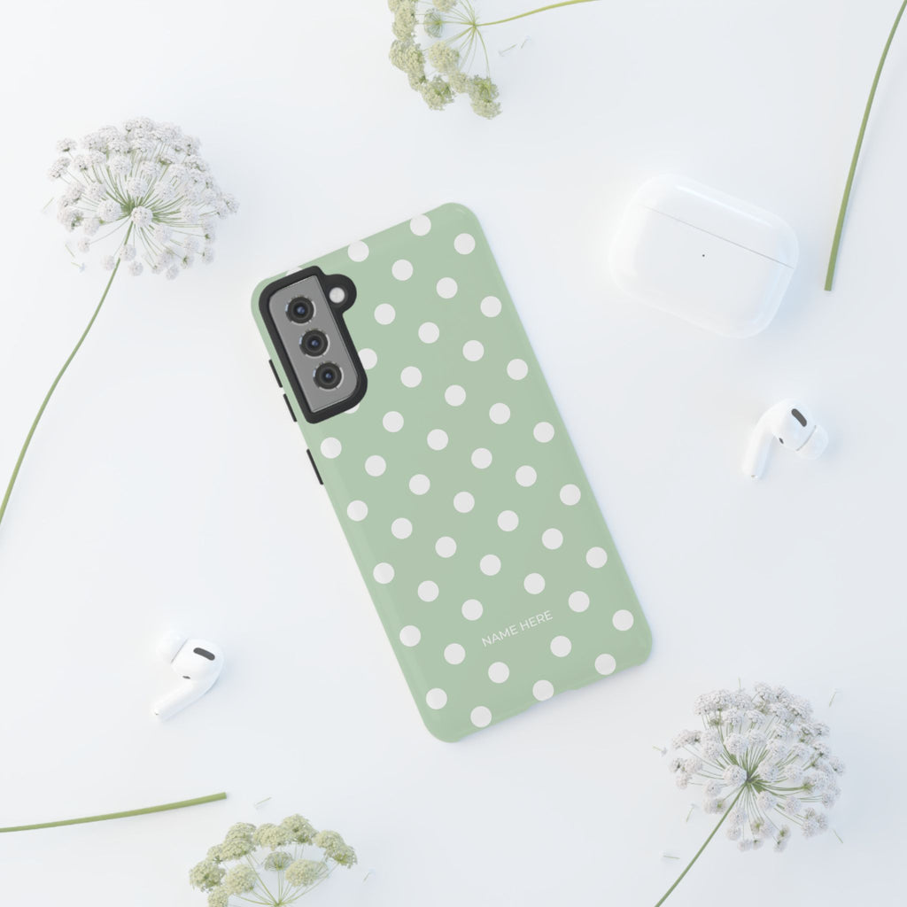 Green & White Polka Dot Customisable Case