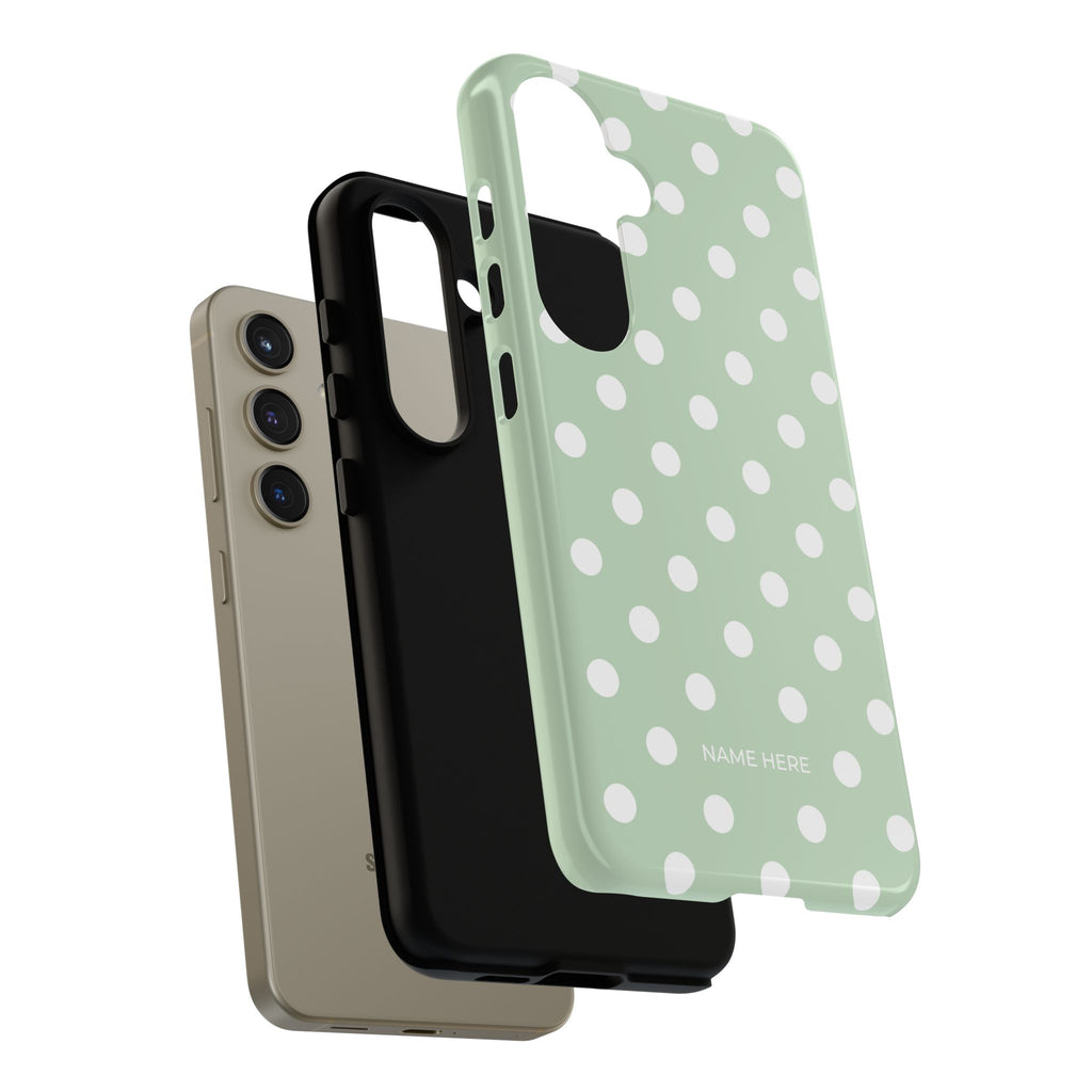 Green & White Polka Dot Customisable Case