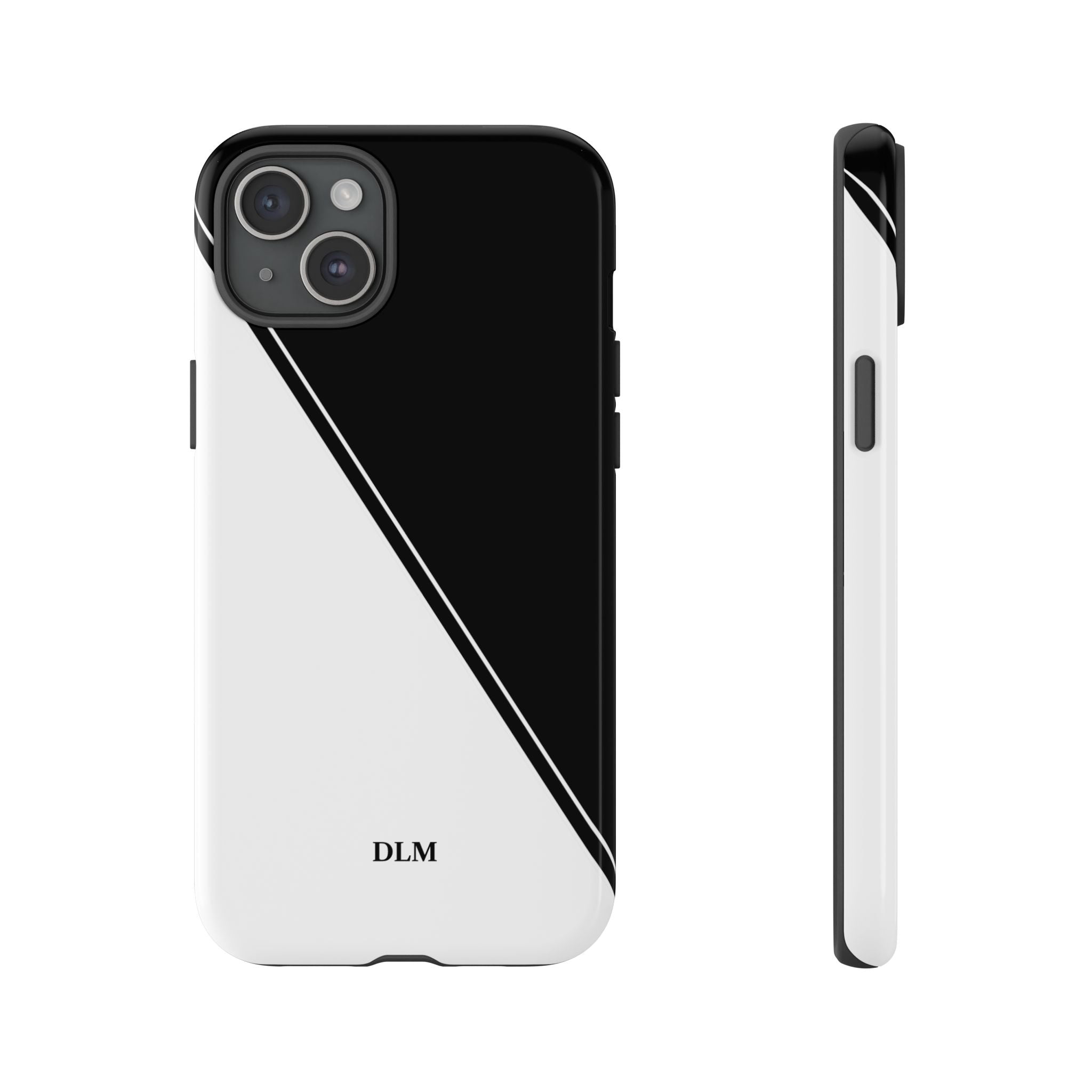 White/Black Two Tone Custom Initials Case