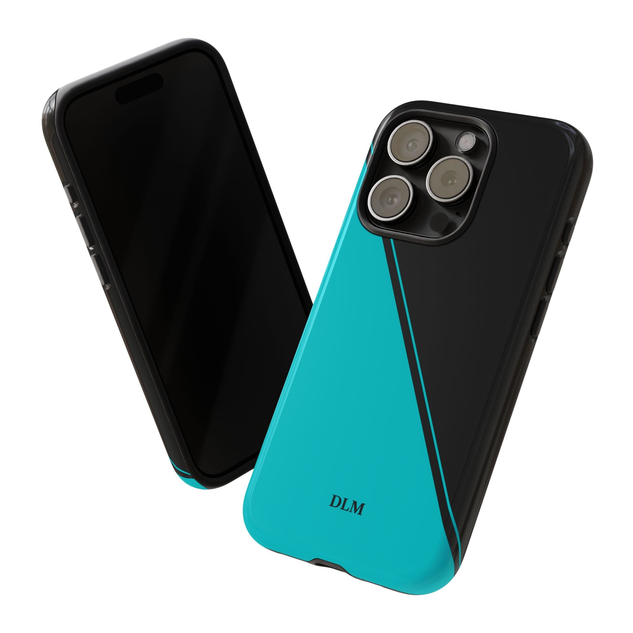 Tiffany/Black Two Tone Custom Initials Case