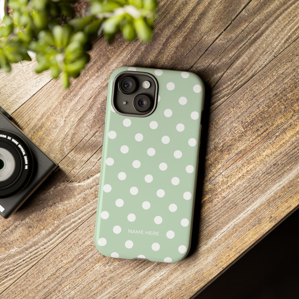 Green & White Polka Dot Customisable Case