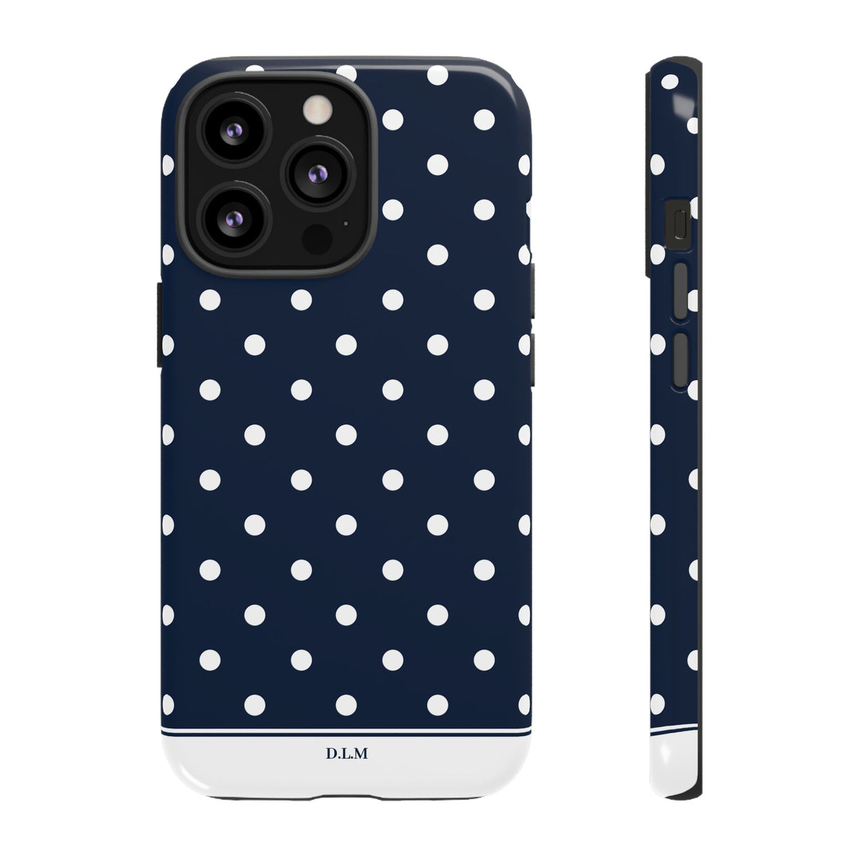 Navy Pearl Personalised Polka Dot Case