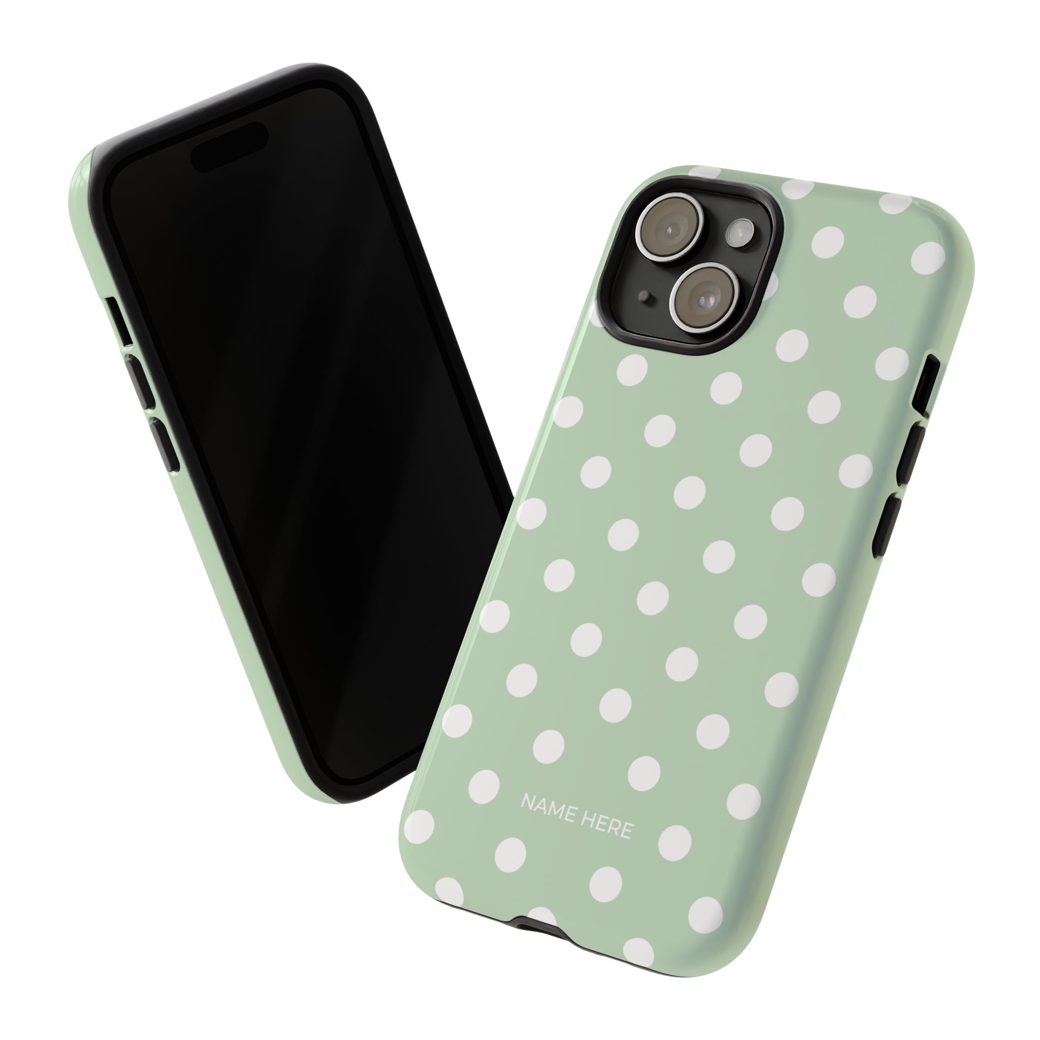 Green & White Polka Dot Customisable Case