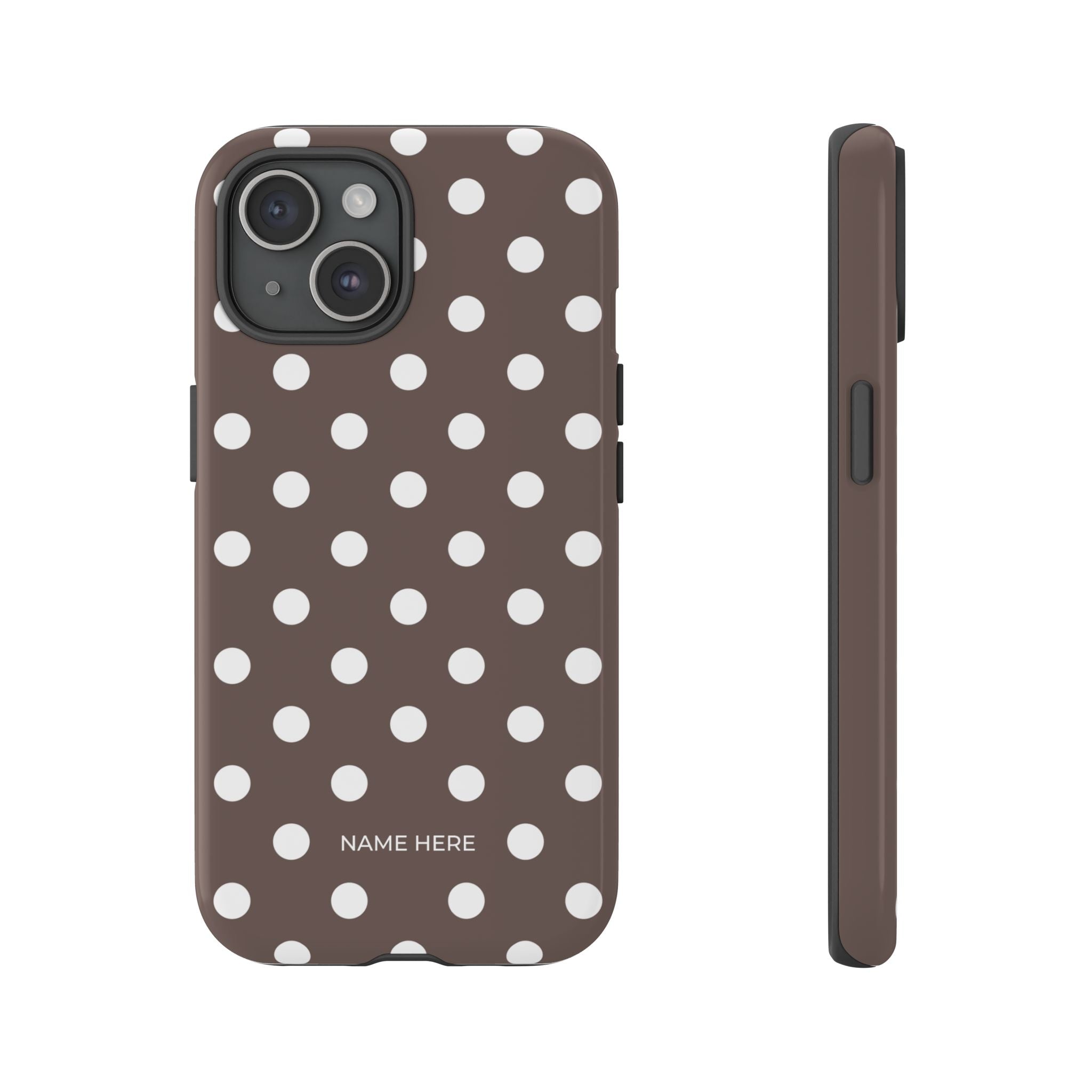 Brown & White PolkaDot Customisable Case