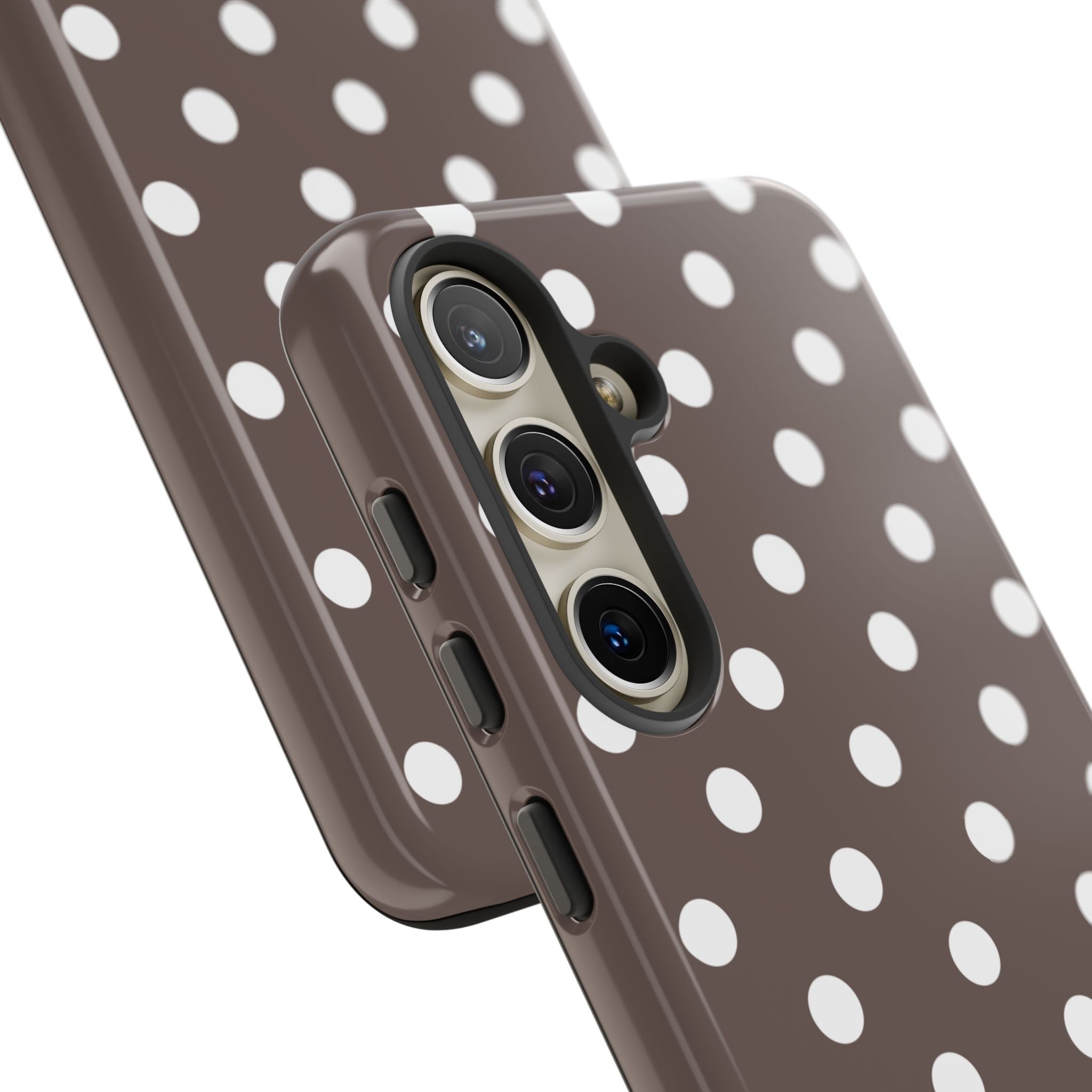 Brown & White PolkaDot Customisable Case
