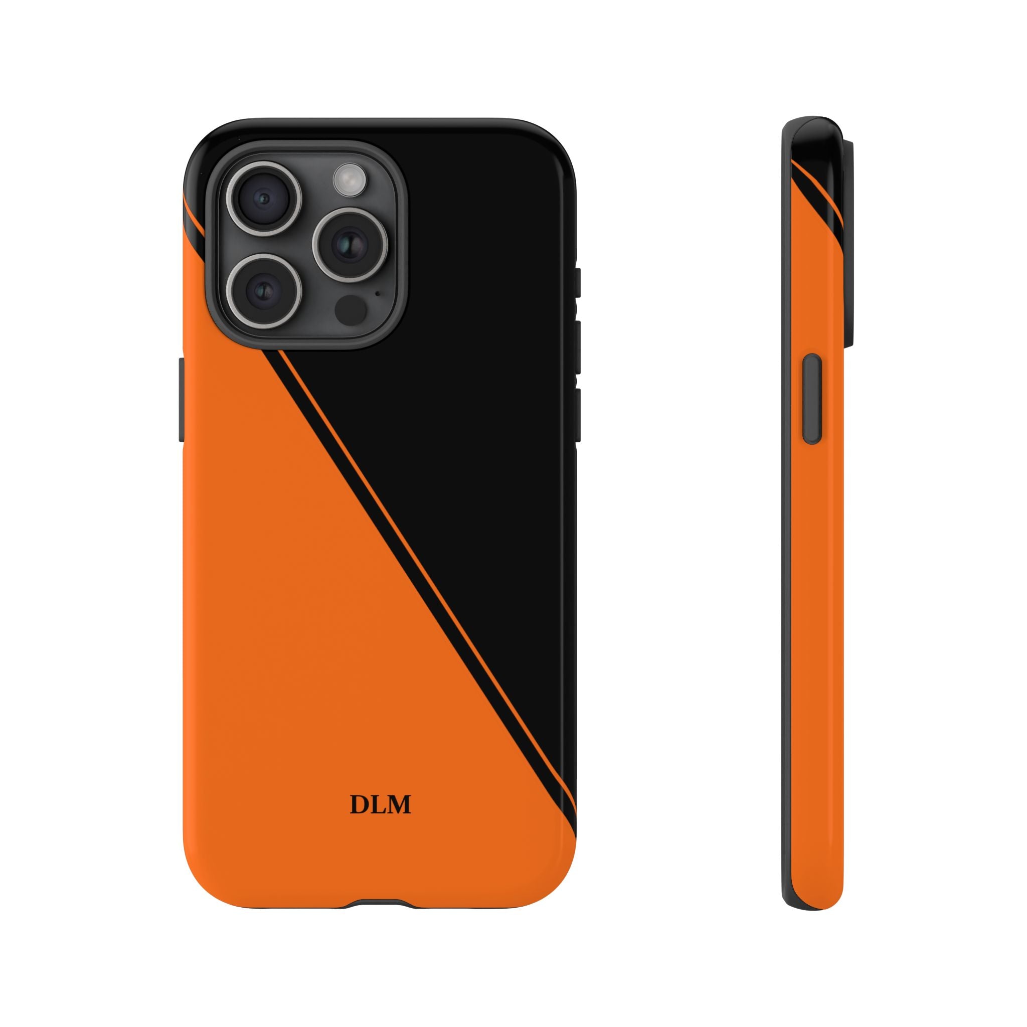Orange/Black Two Tone Custom Initials Case