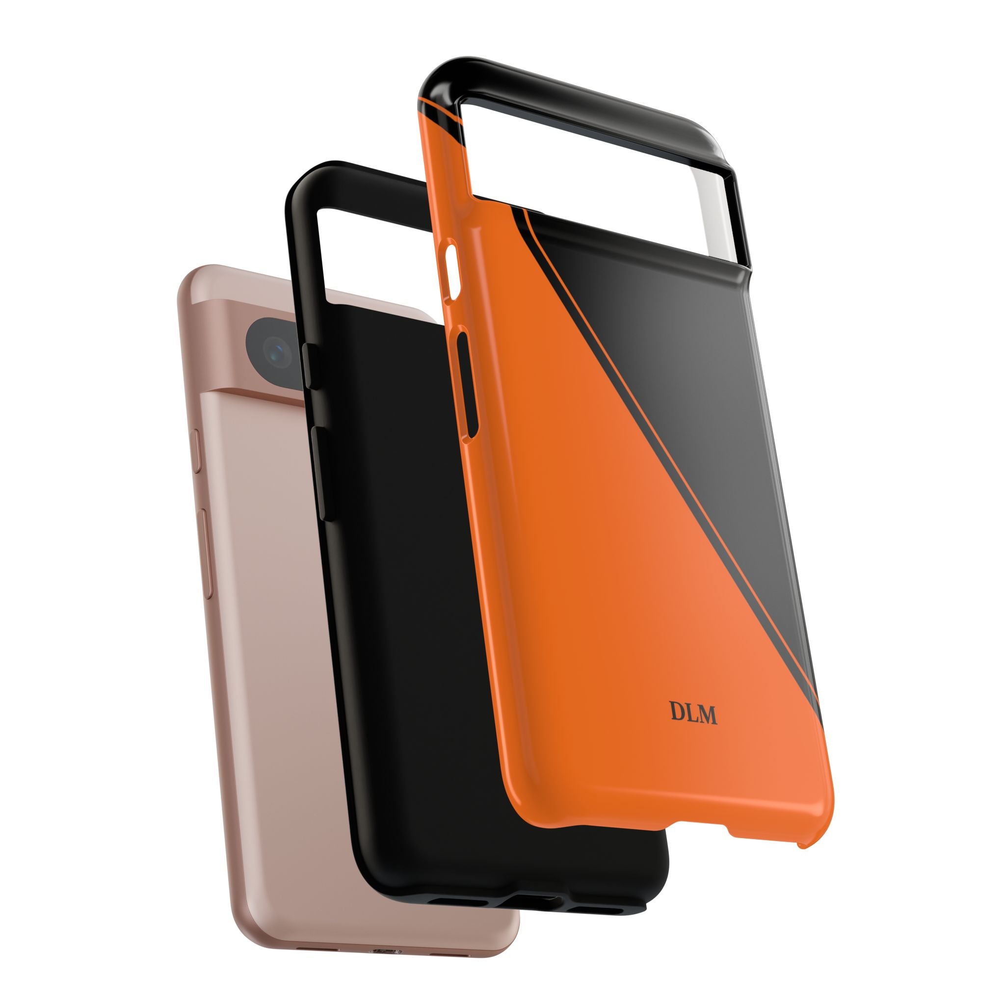 Orange/Black Two Tone Custom Initials Case