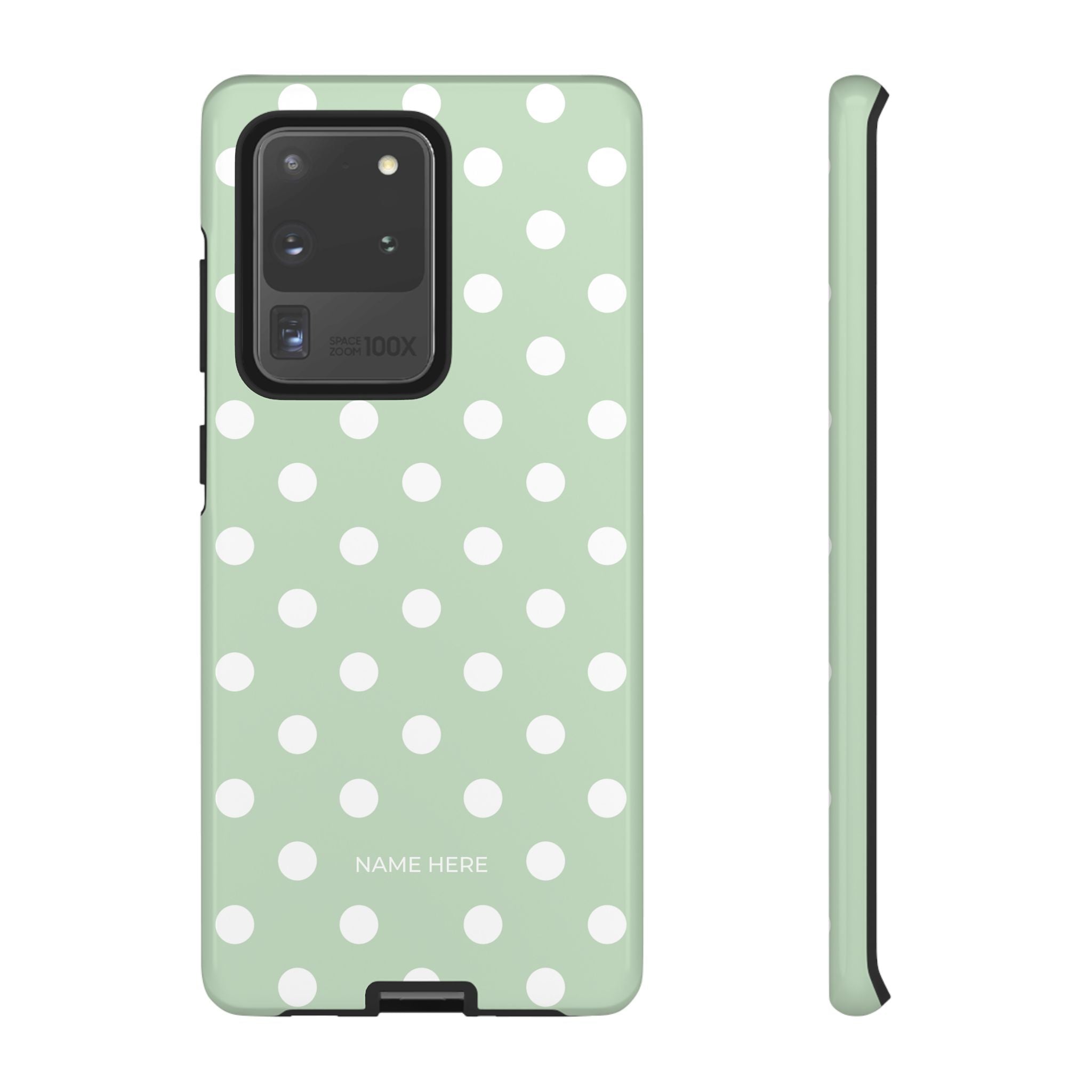 Green & White Polka Dot Customisable Case